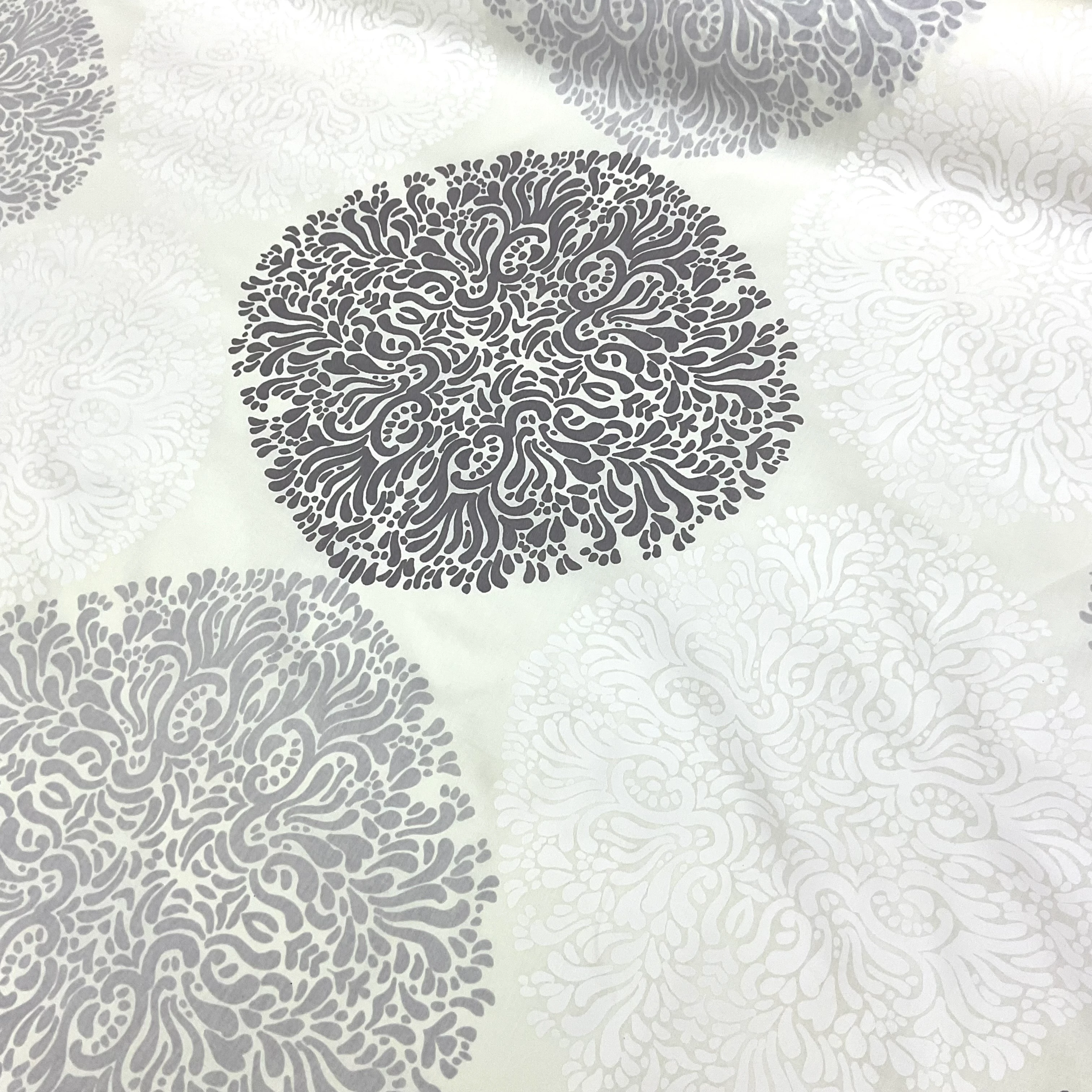 Gri Beyaz Geometri Sert Poplin Kumaş