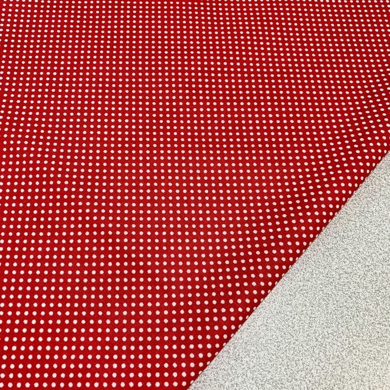 Kırmızı Küçük Puantiyeli Poplin Kumaş