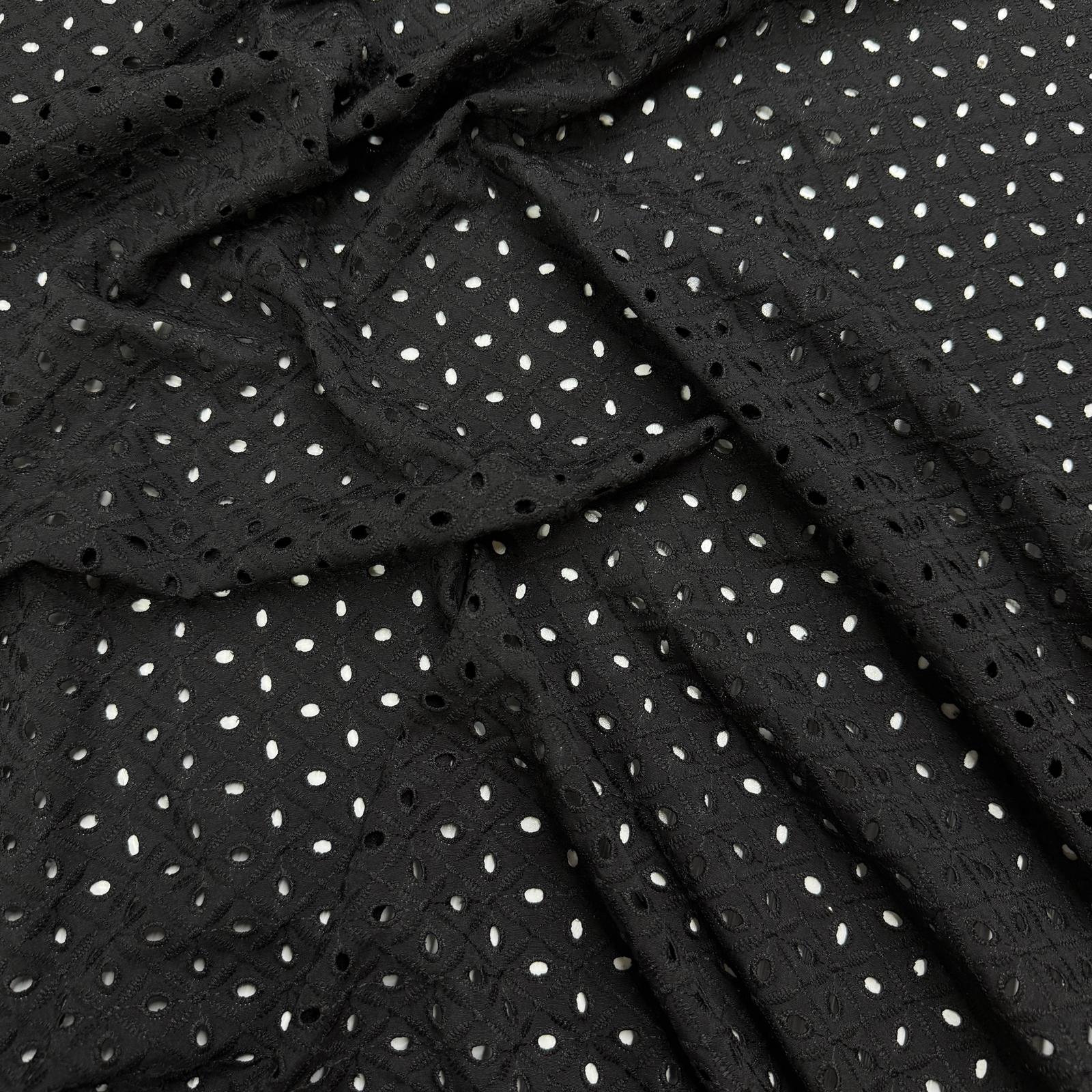 Siyah Yonca Pamuk Vual Fisto Kumaş