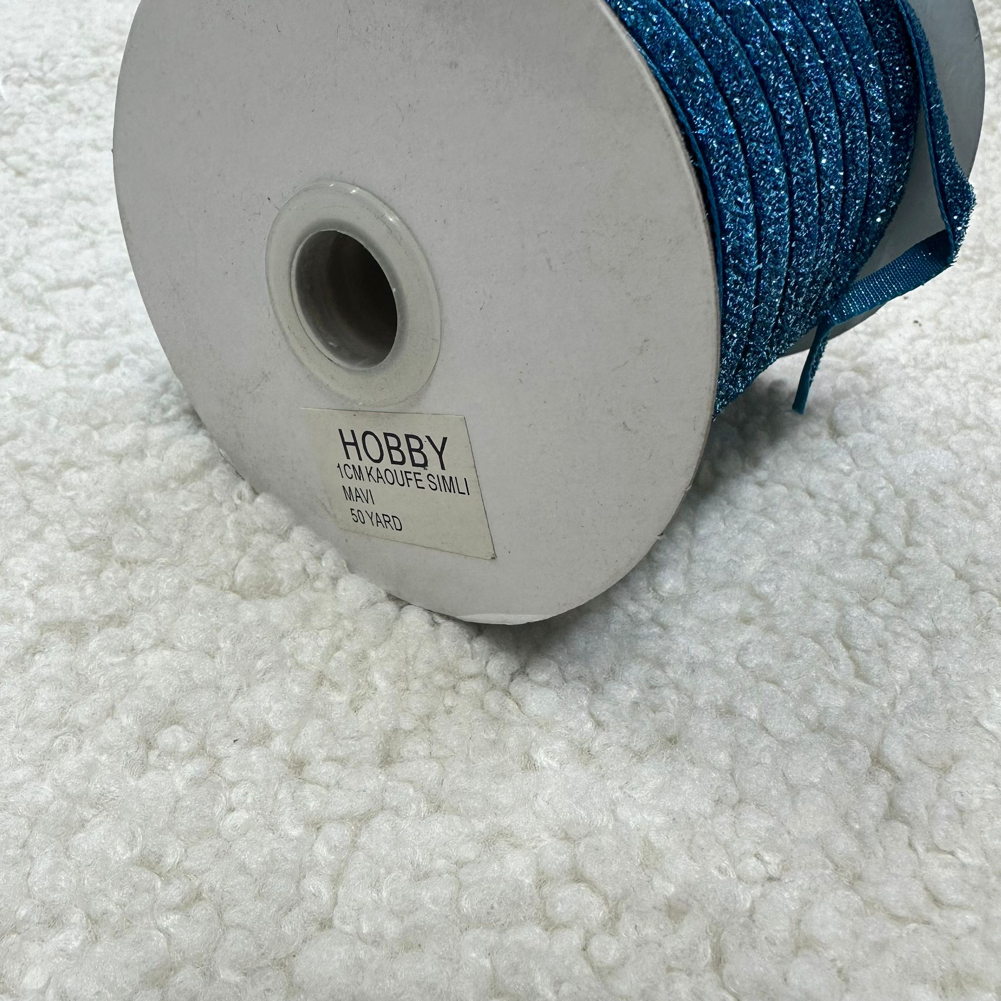 Mavi 1 Cm Kadife Kurdele Top