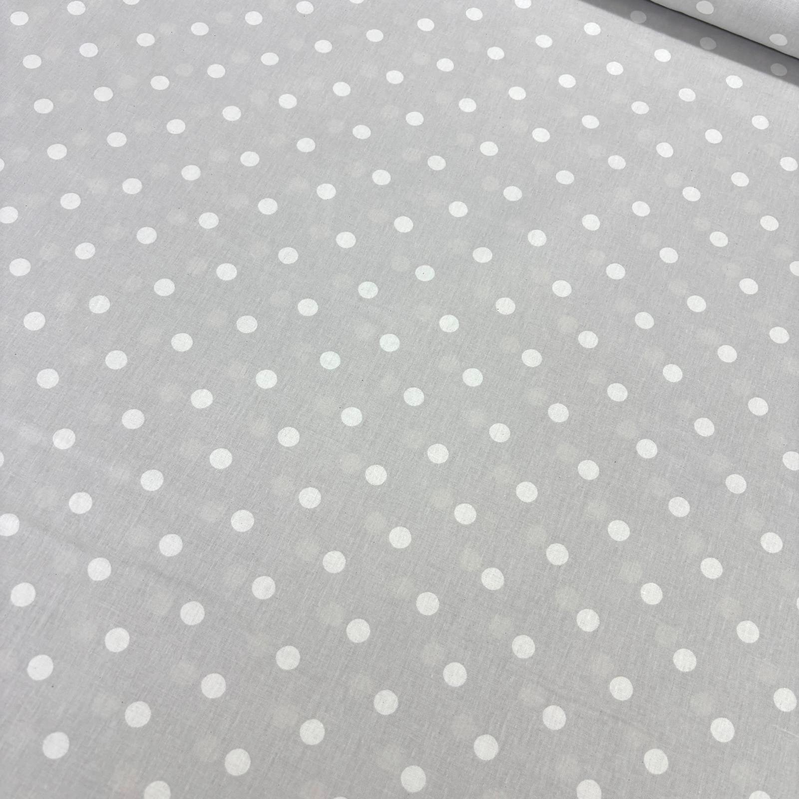Gri Puantiye Poplin Kumaş