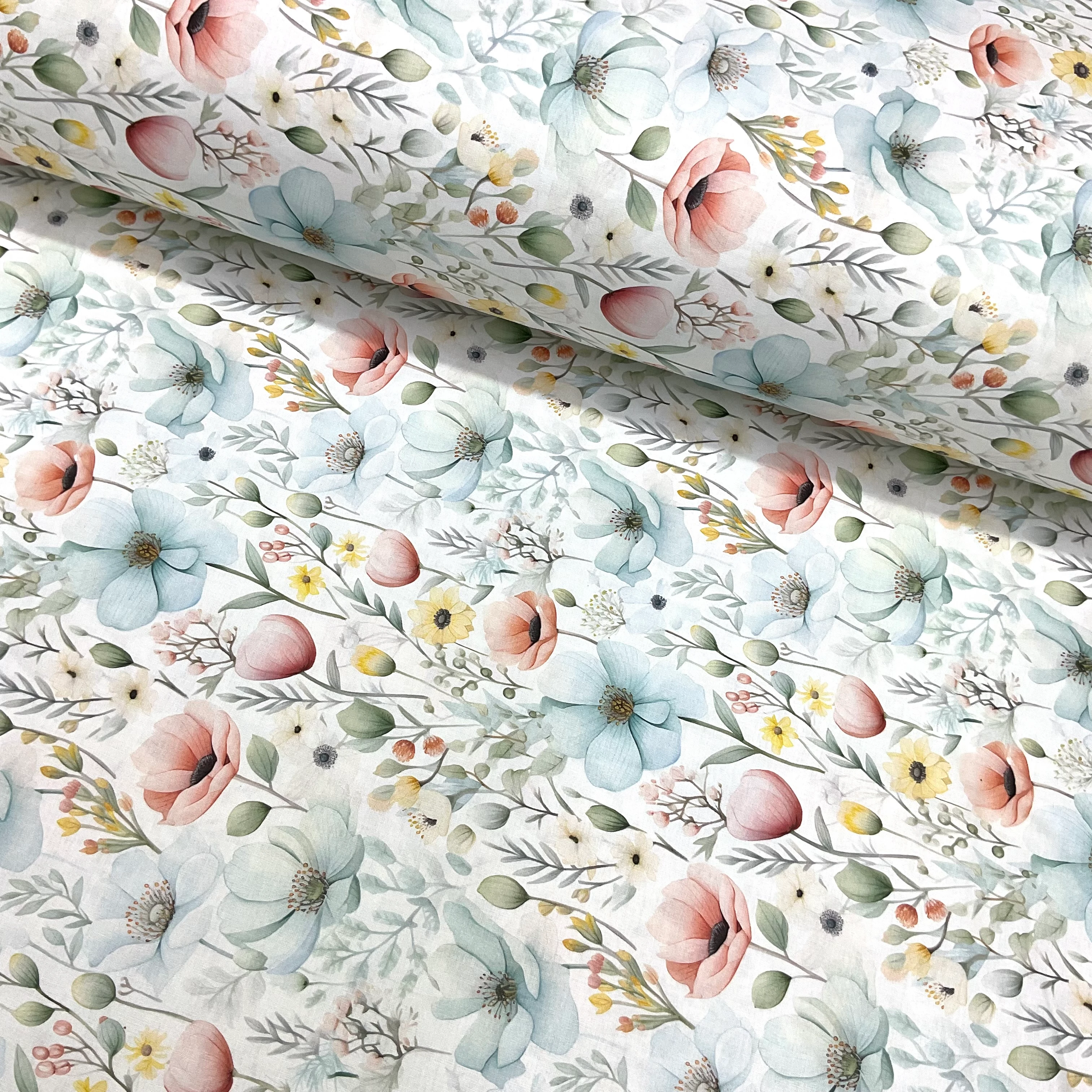 Mint Bahçe Dijital Poplin Kumaş