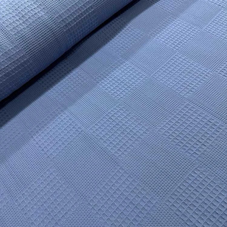 Düz Renk Waffle Pike Kumaş - Denim Mavi