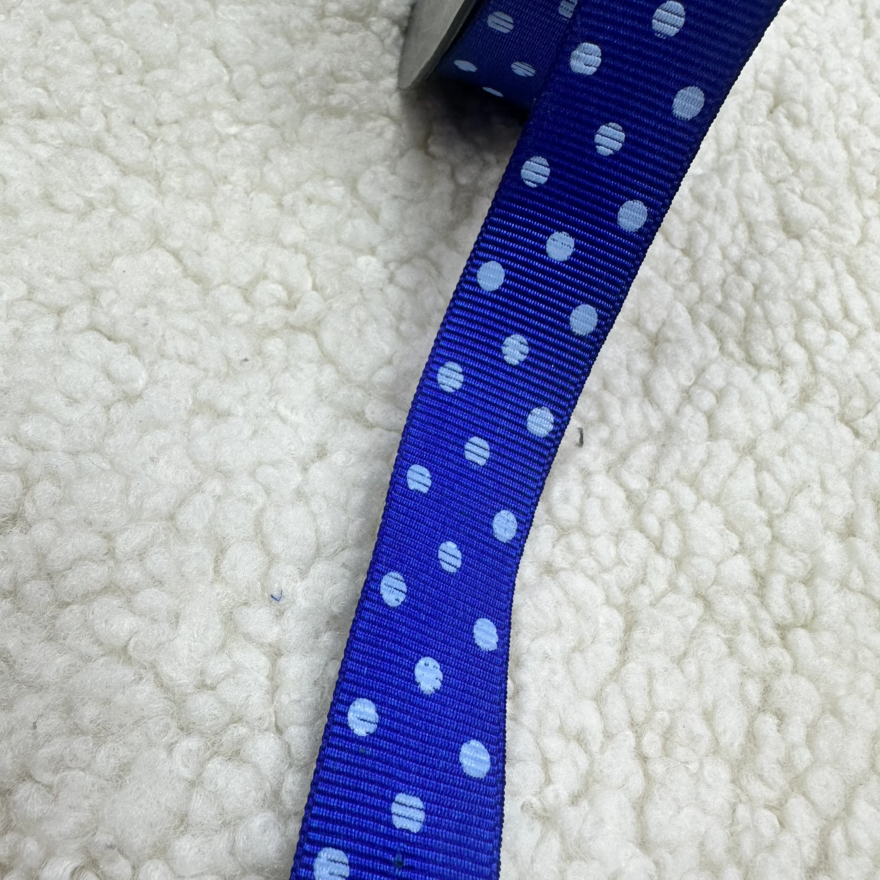 İki Cm Saks Mavi Puantiye Grogren Kurdele