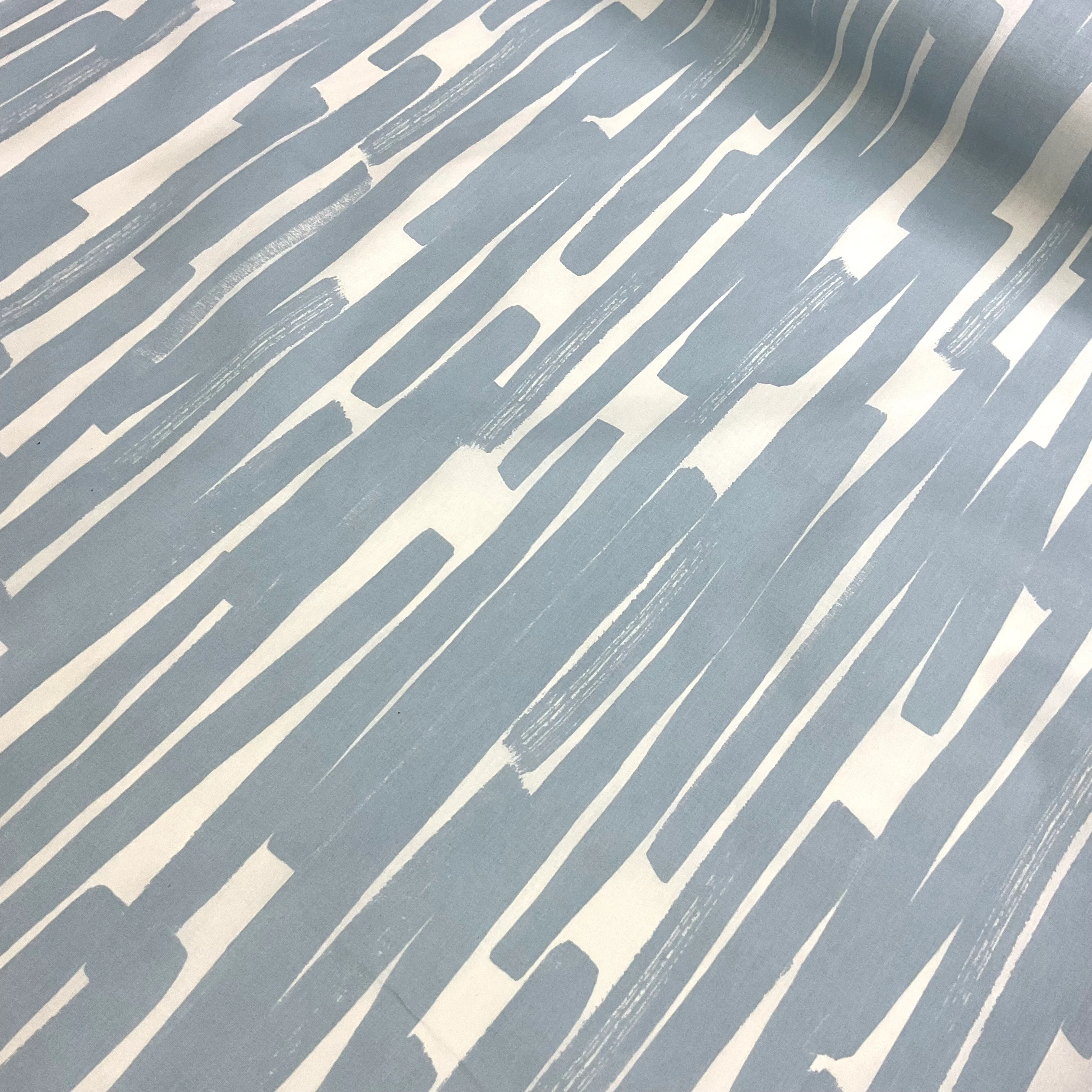 Buz Mavi Çizgiler Sert Poplin Kumaş