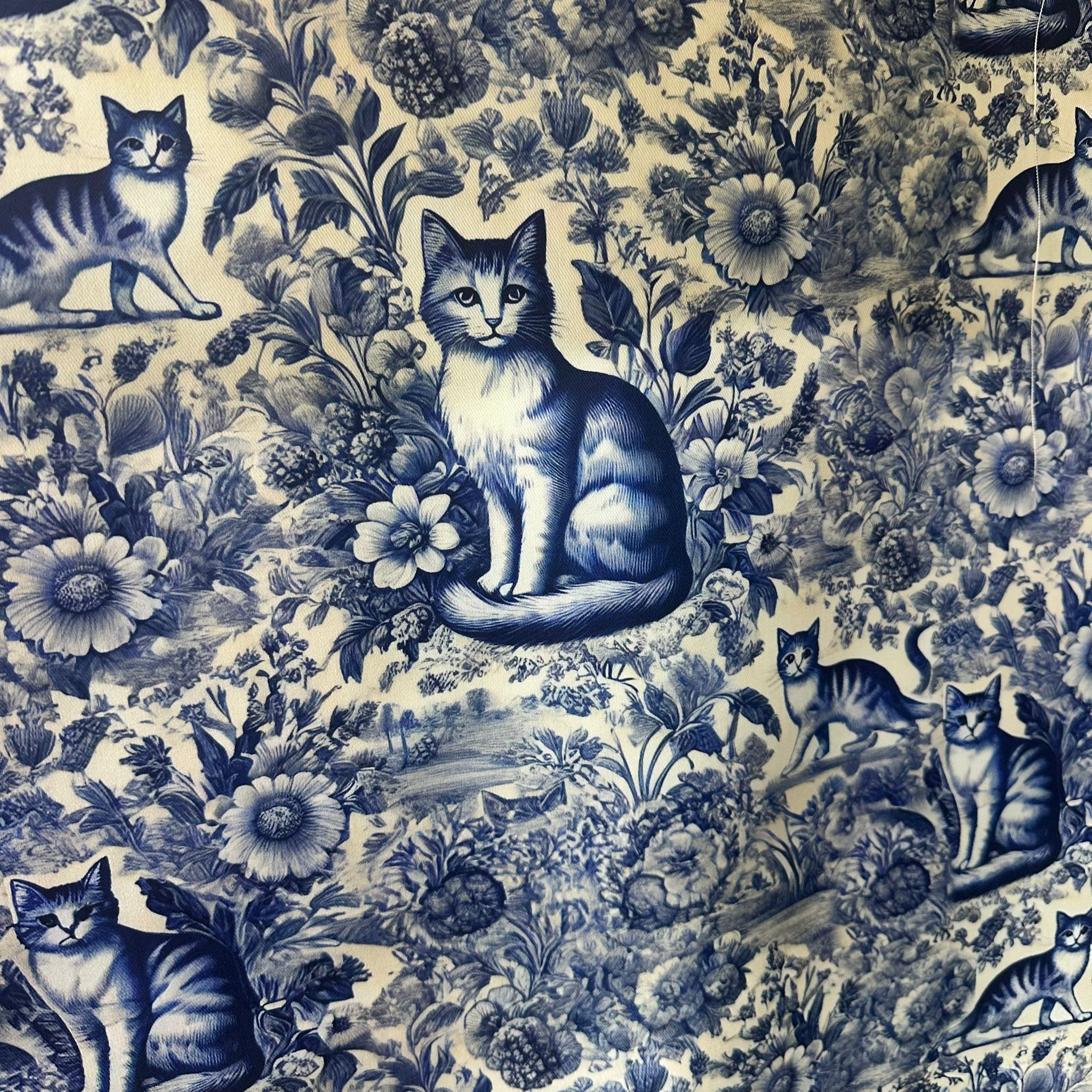 Kediler Pamuk Keten Kumaş
