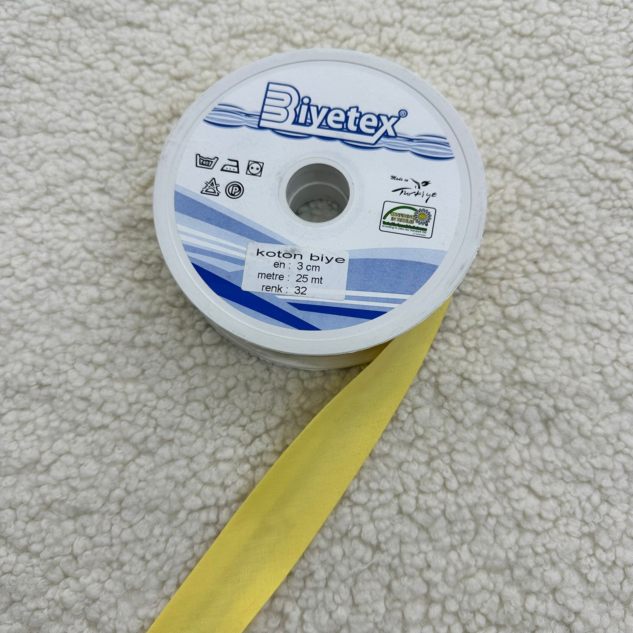 Sarı No 32 Biyetex Koton Biye 3 Cm