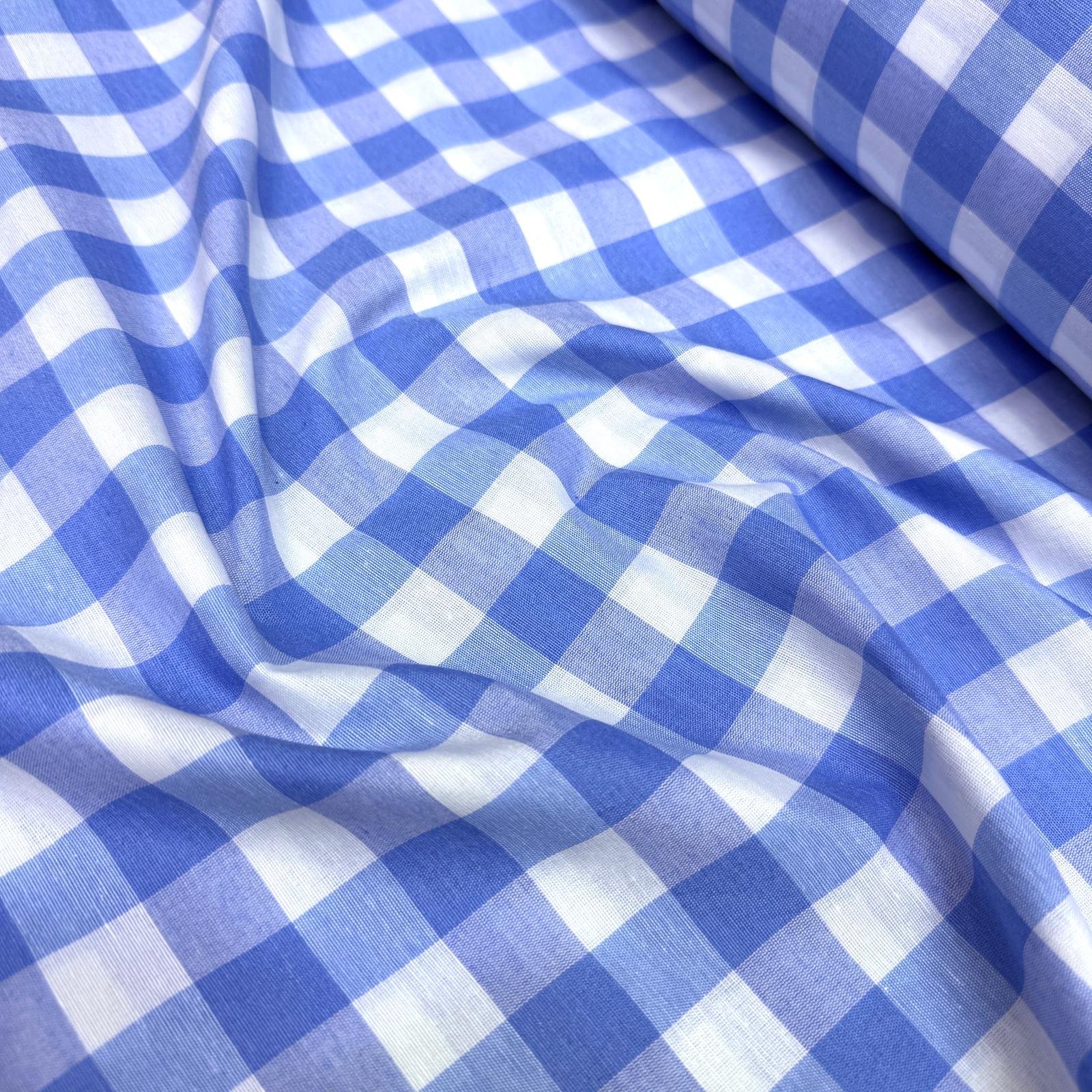 Ekose Zefir Kumaş - Mavi