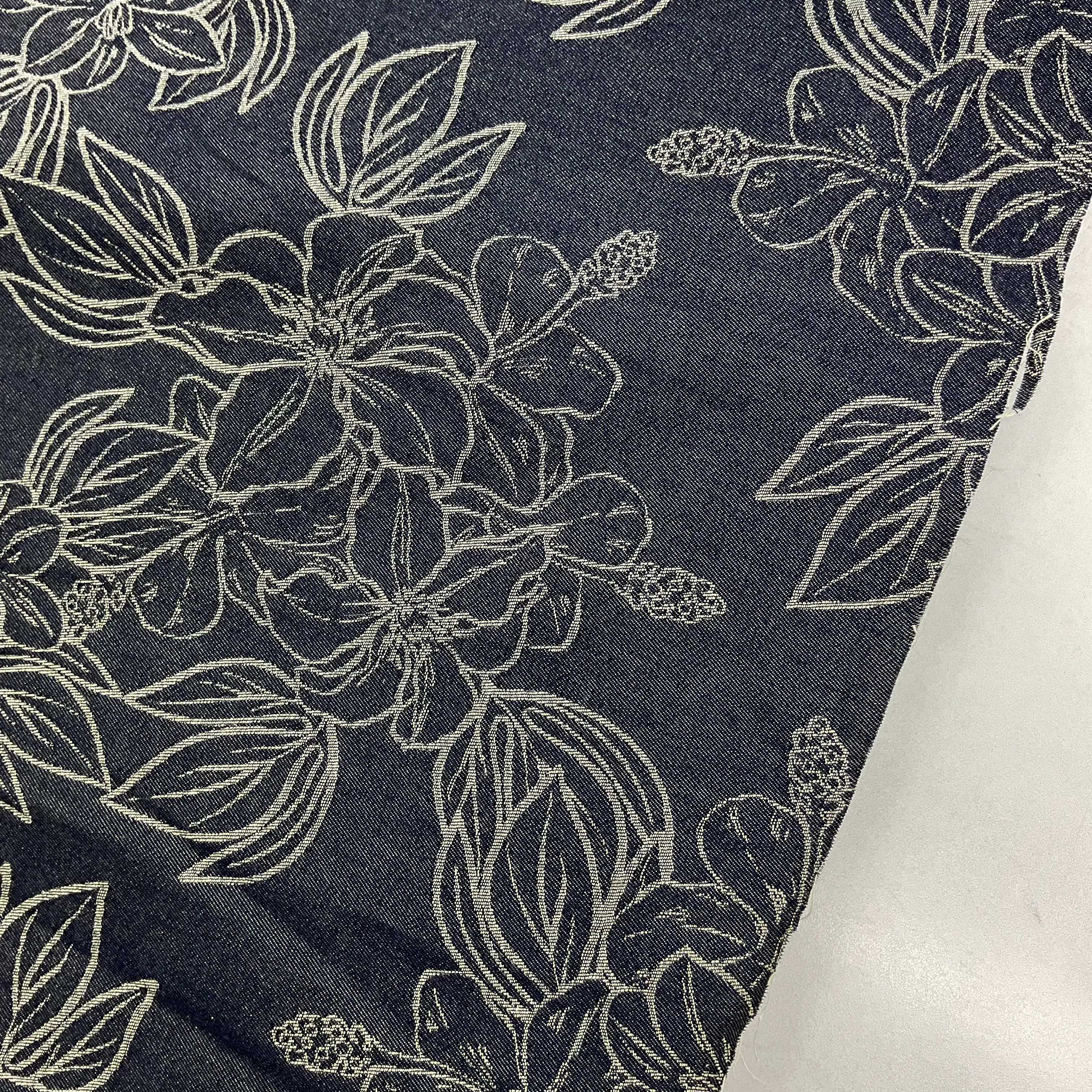 Özel Üretim Manolya Desenli Kot Kumaş