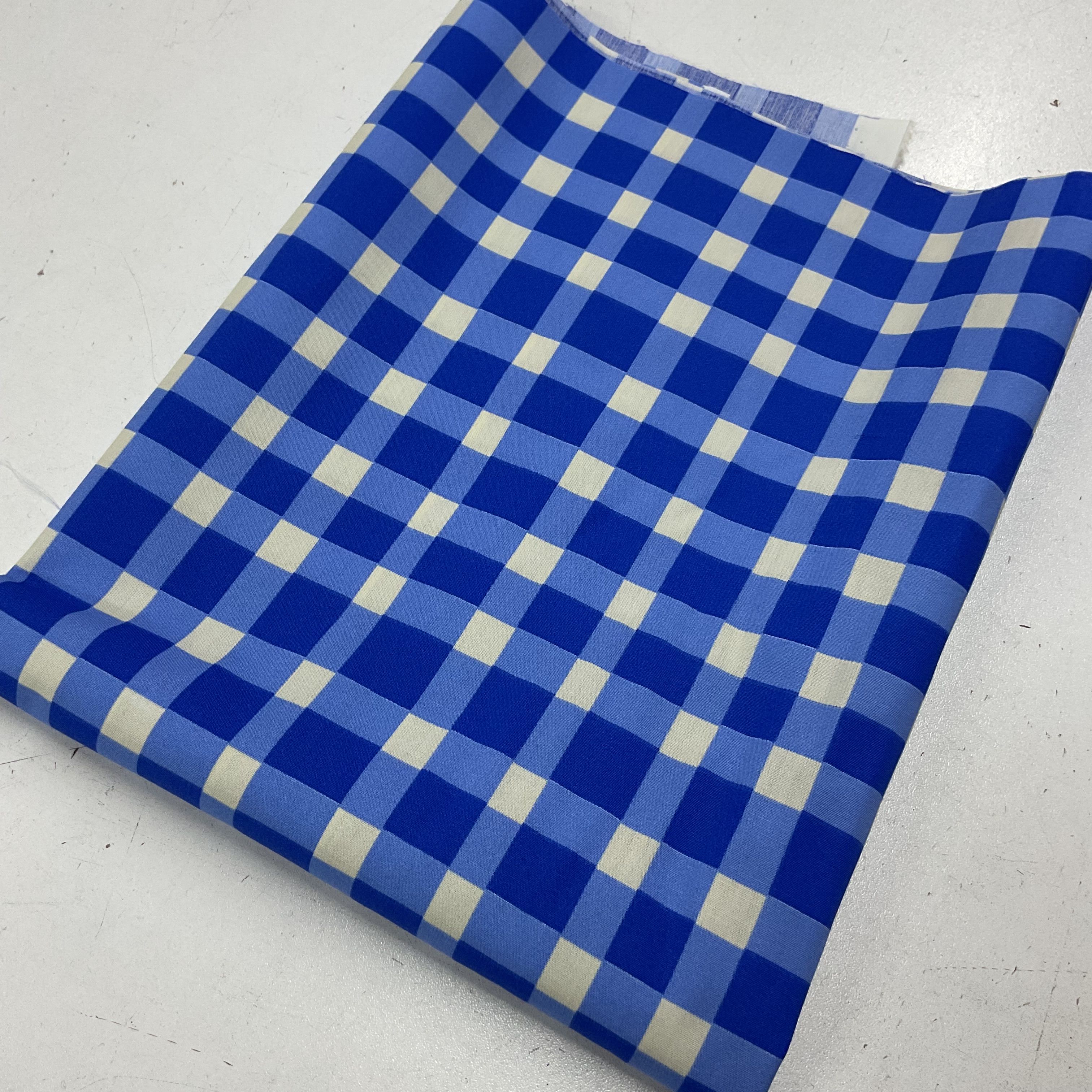 Mavi Ekose 50*140 Cm Parça Poplin Kumaş