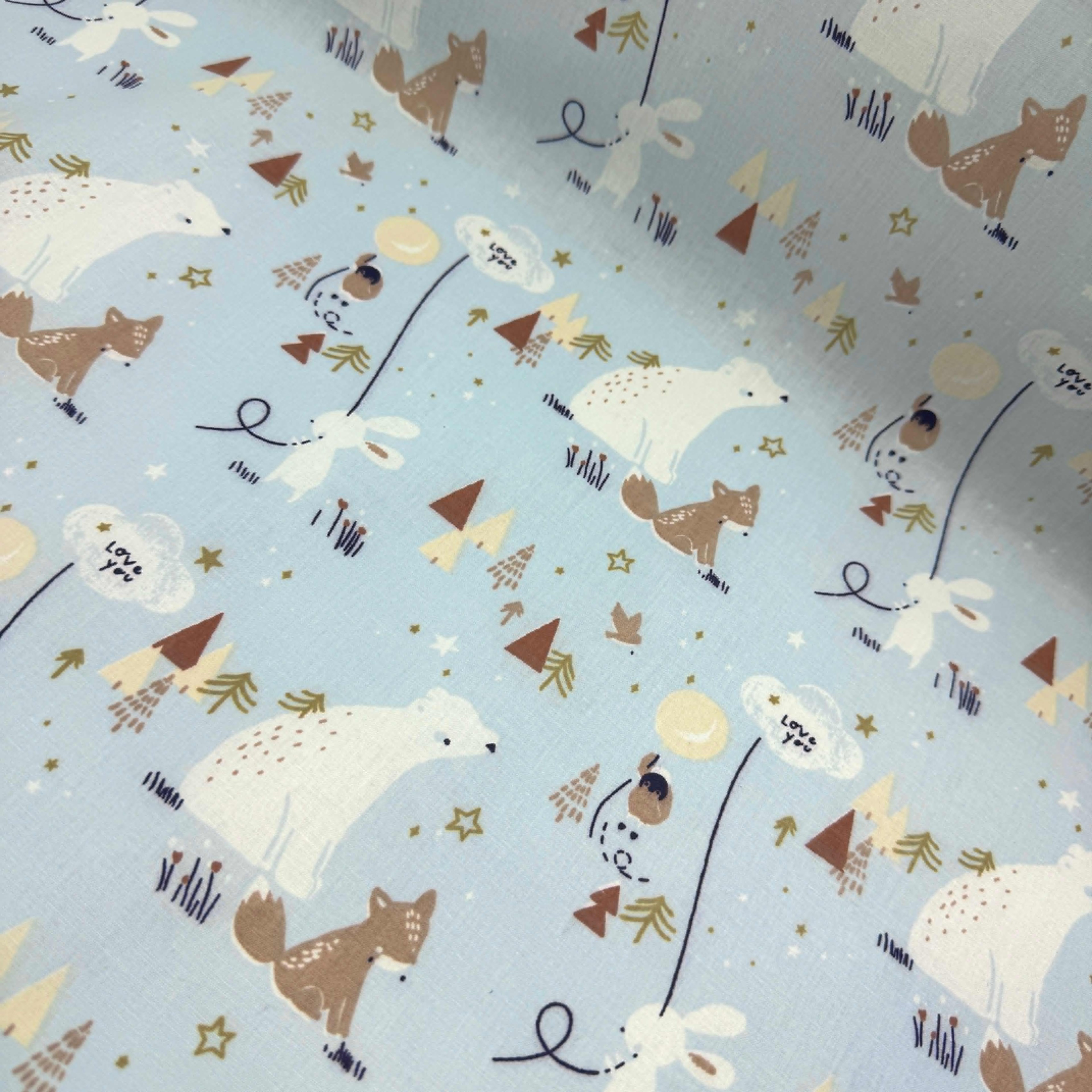 Hafif Defolu Kutup Hayvaları Premium Poplin Kumaş