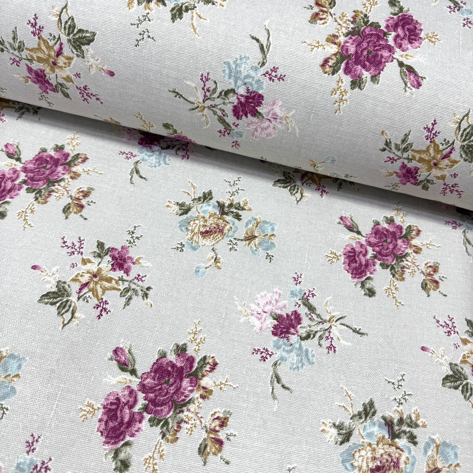 Keten Efektli Güller Gül Kurusu Panama Keteni