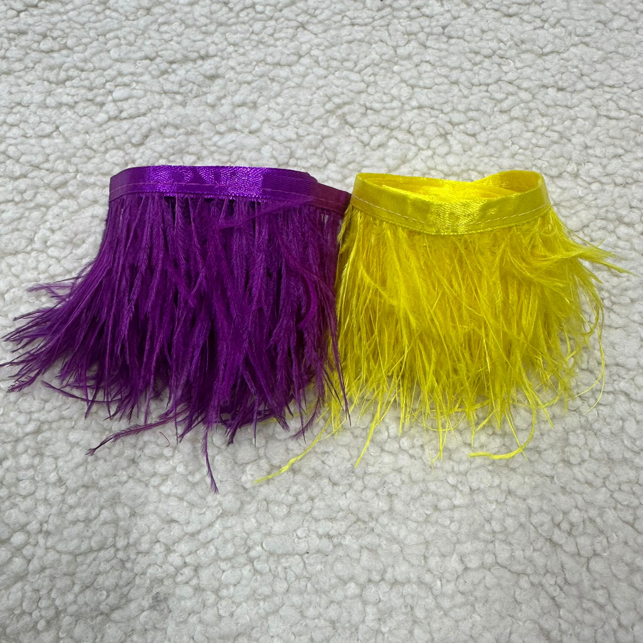 Mor-Sarı Deve Kuşu Tüyü Set