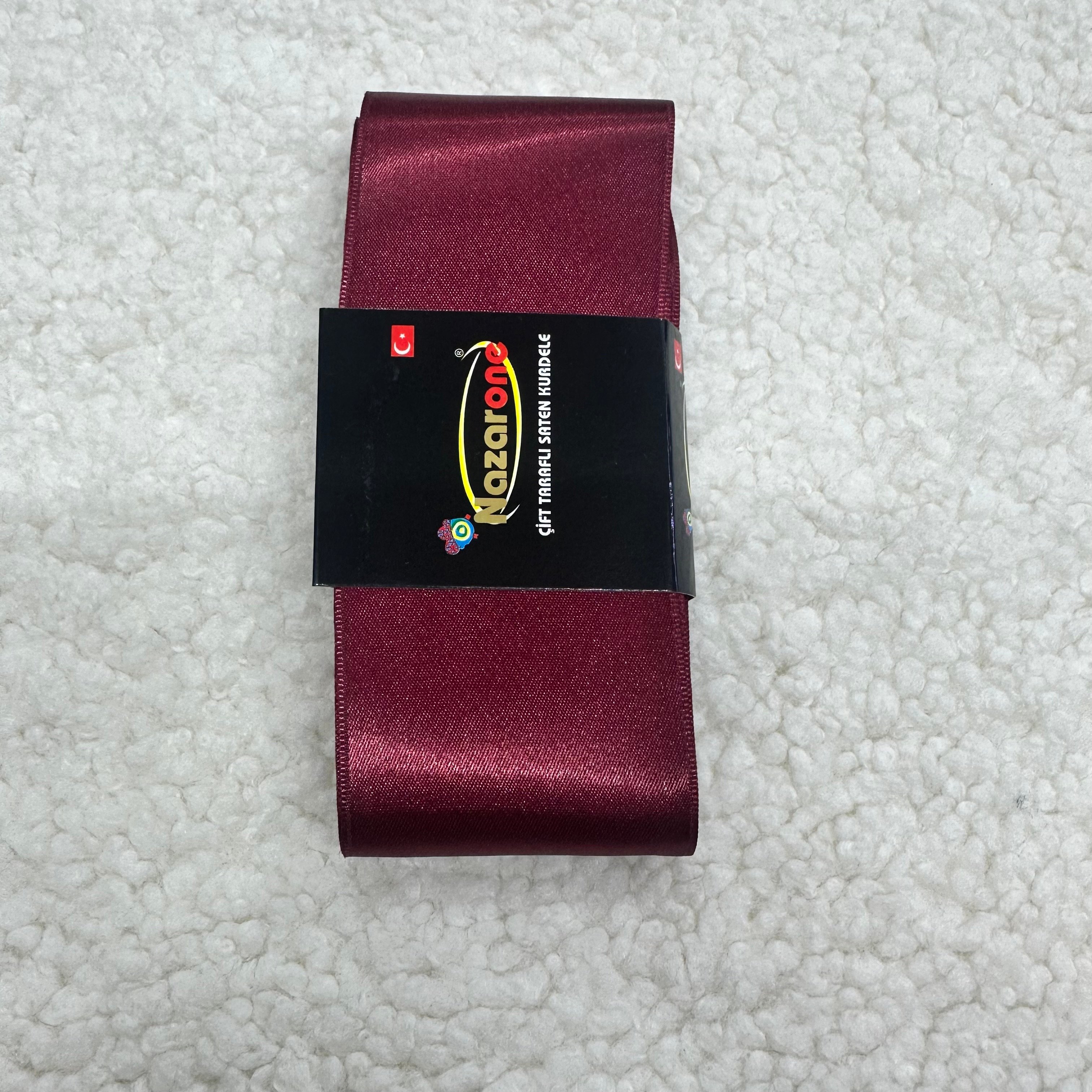 Altı Cm Bordo Saten Kurdele