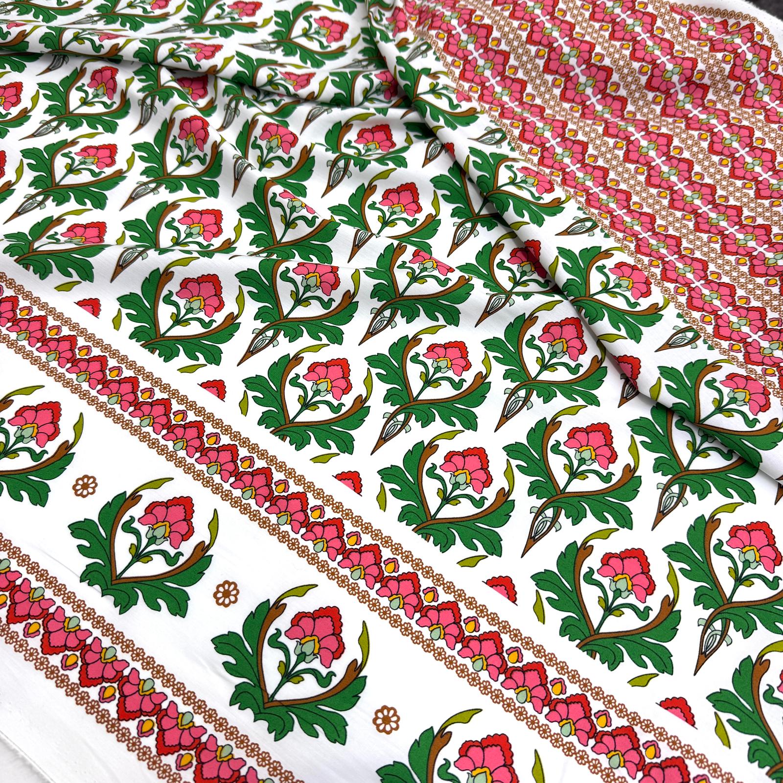 Hafif Defolu Blok Baskılı Eteği sulu Yumuşak Dökümlü Poplin Kumaş