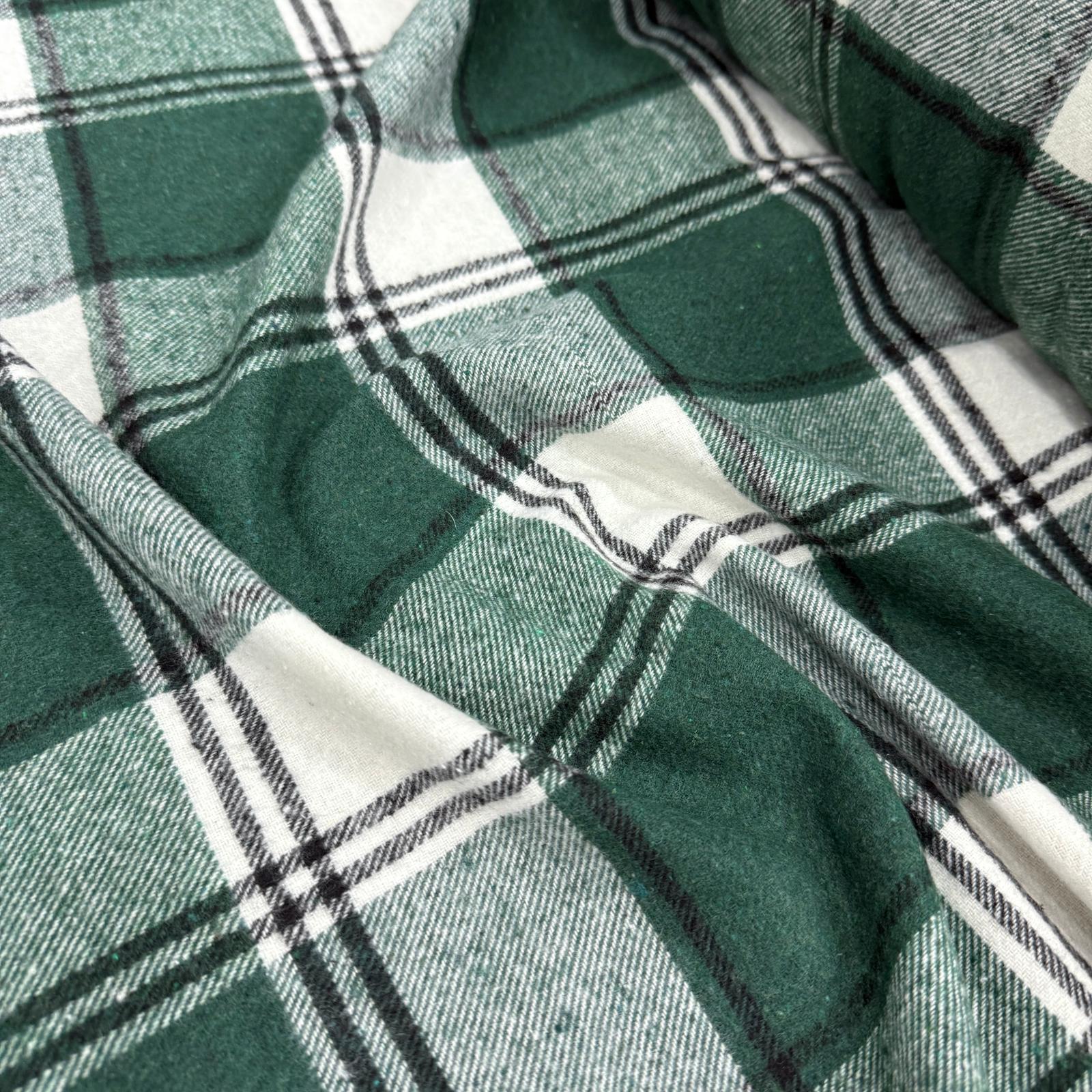 Yeşil Çift Çizgi Ekose Oduncu Kumaş