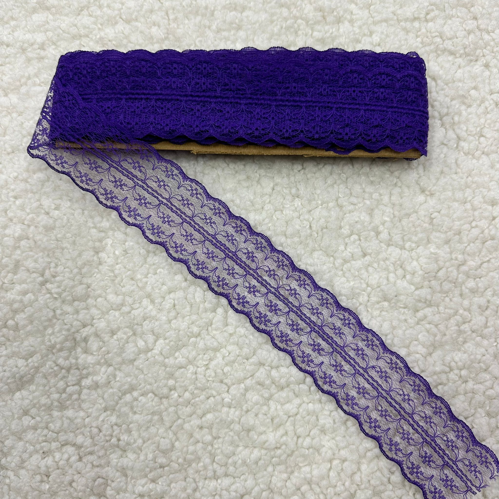 Mor Çift Taraflı Dantel Güpür Top