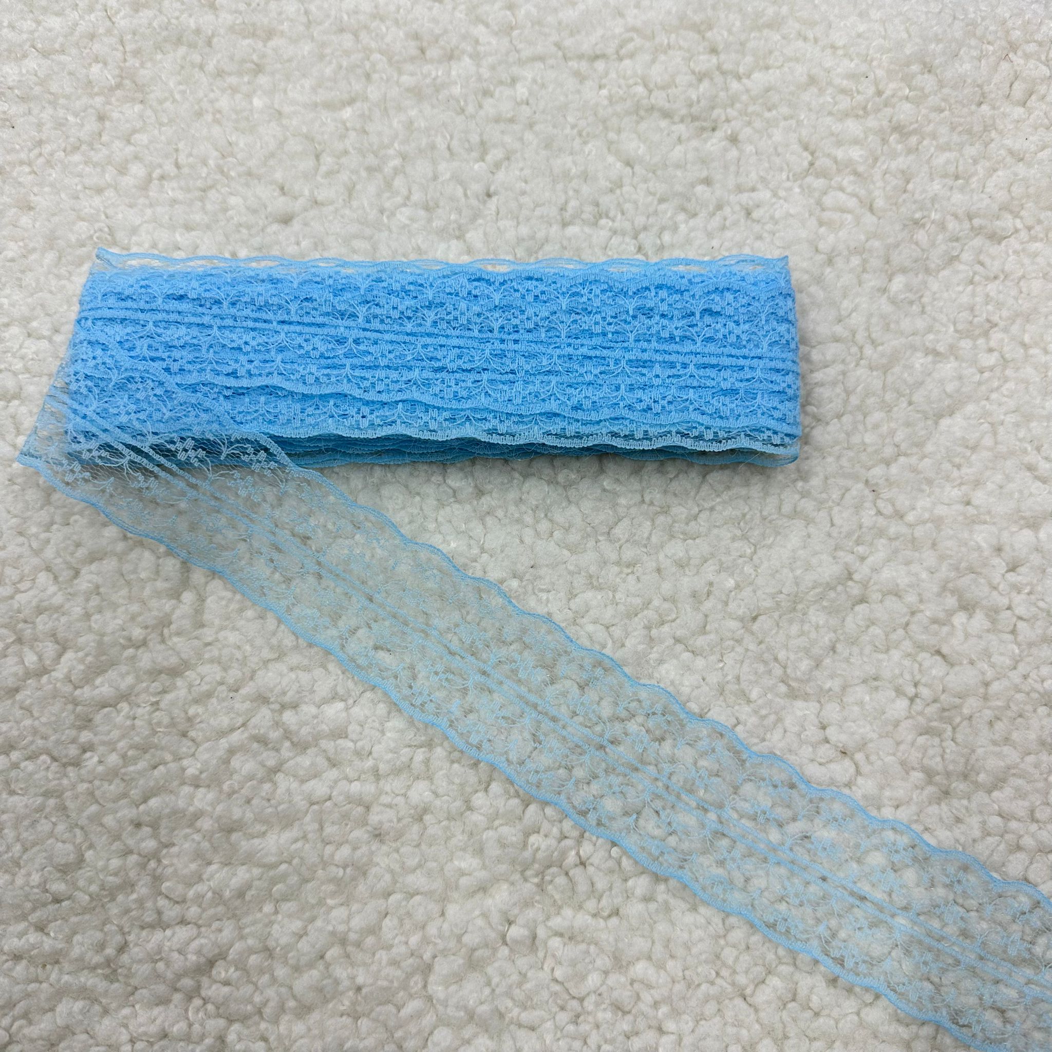 Mavi Çift Taraflı Dantel Güpür Top