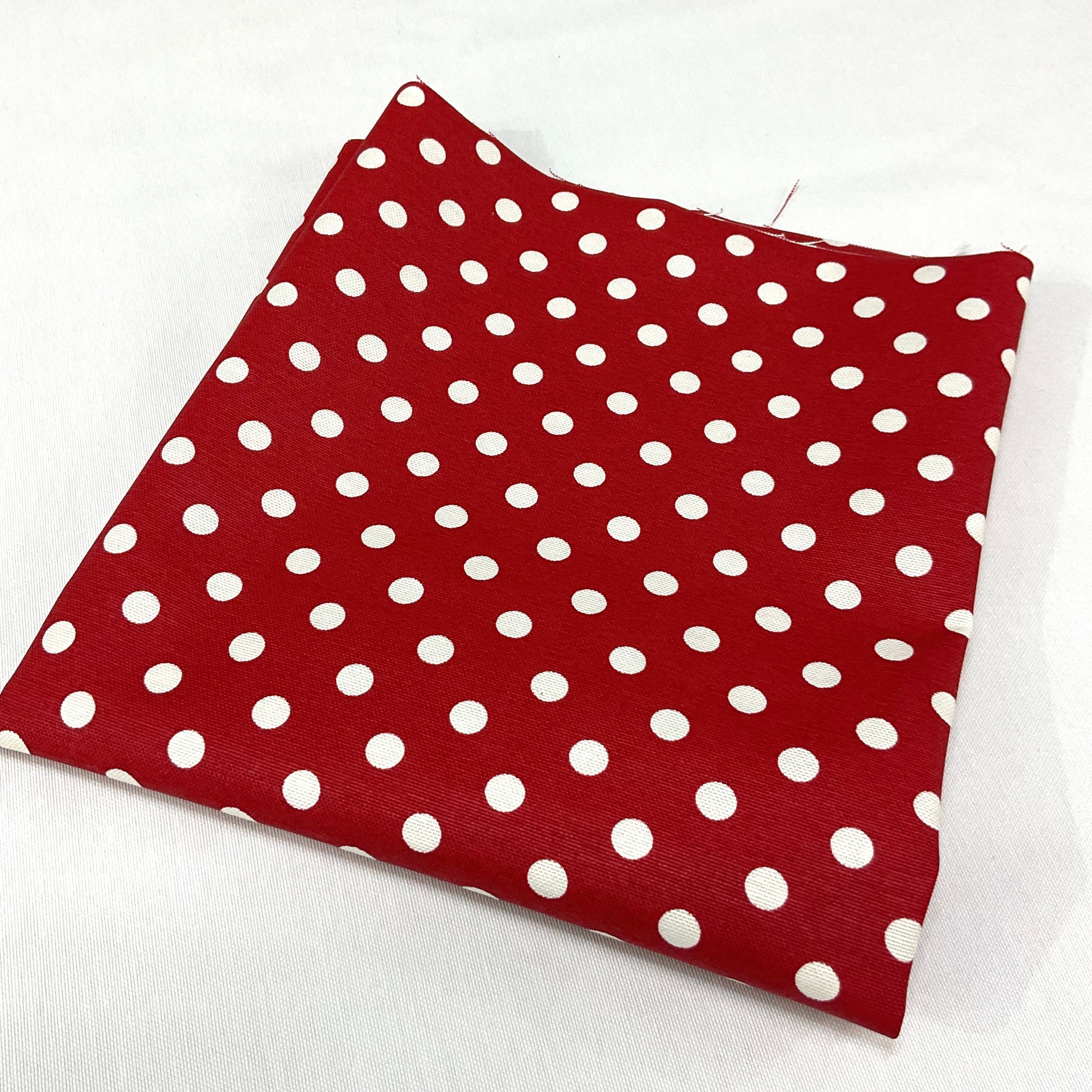 Kırmızı Puantiye 50*90 cm Parça Duck Bezi