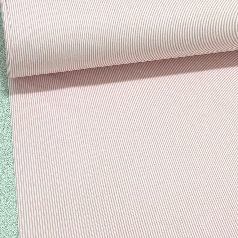 Pembe İnce Çizgiler Poplin Kumaş