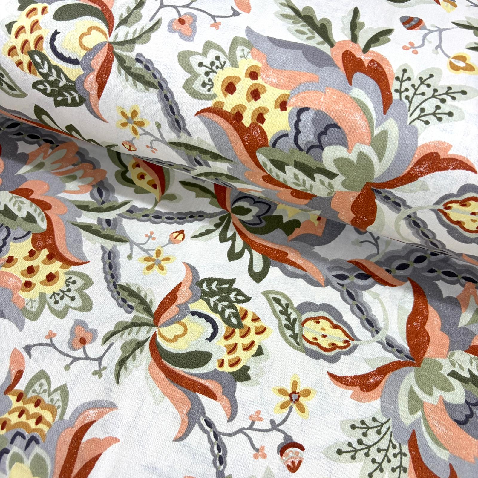 Nostaljik Çiçekler Poplin Kumaş