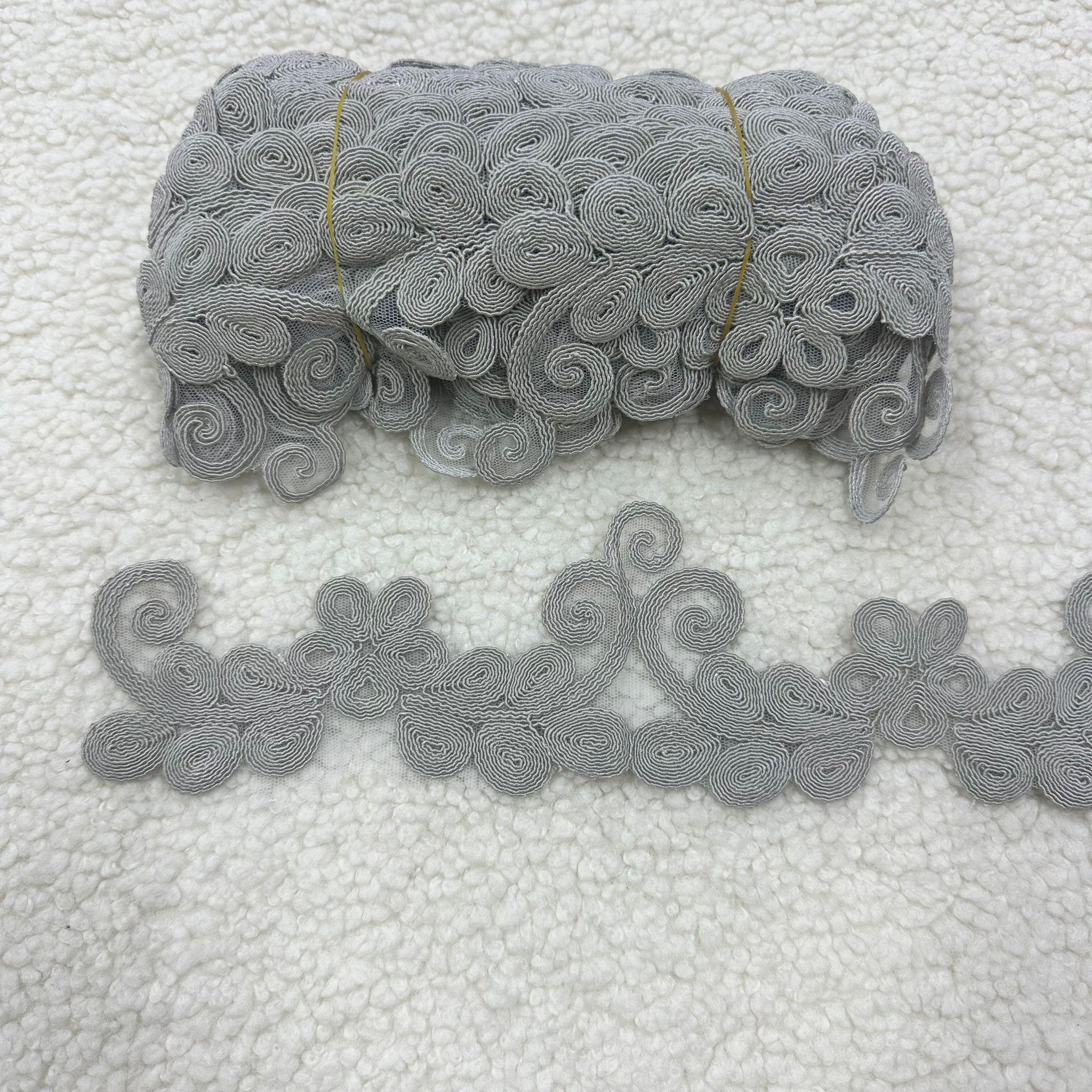 G-37 Angles Gri Top Dantel Fransız Güpür