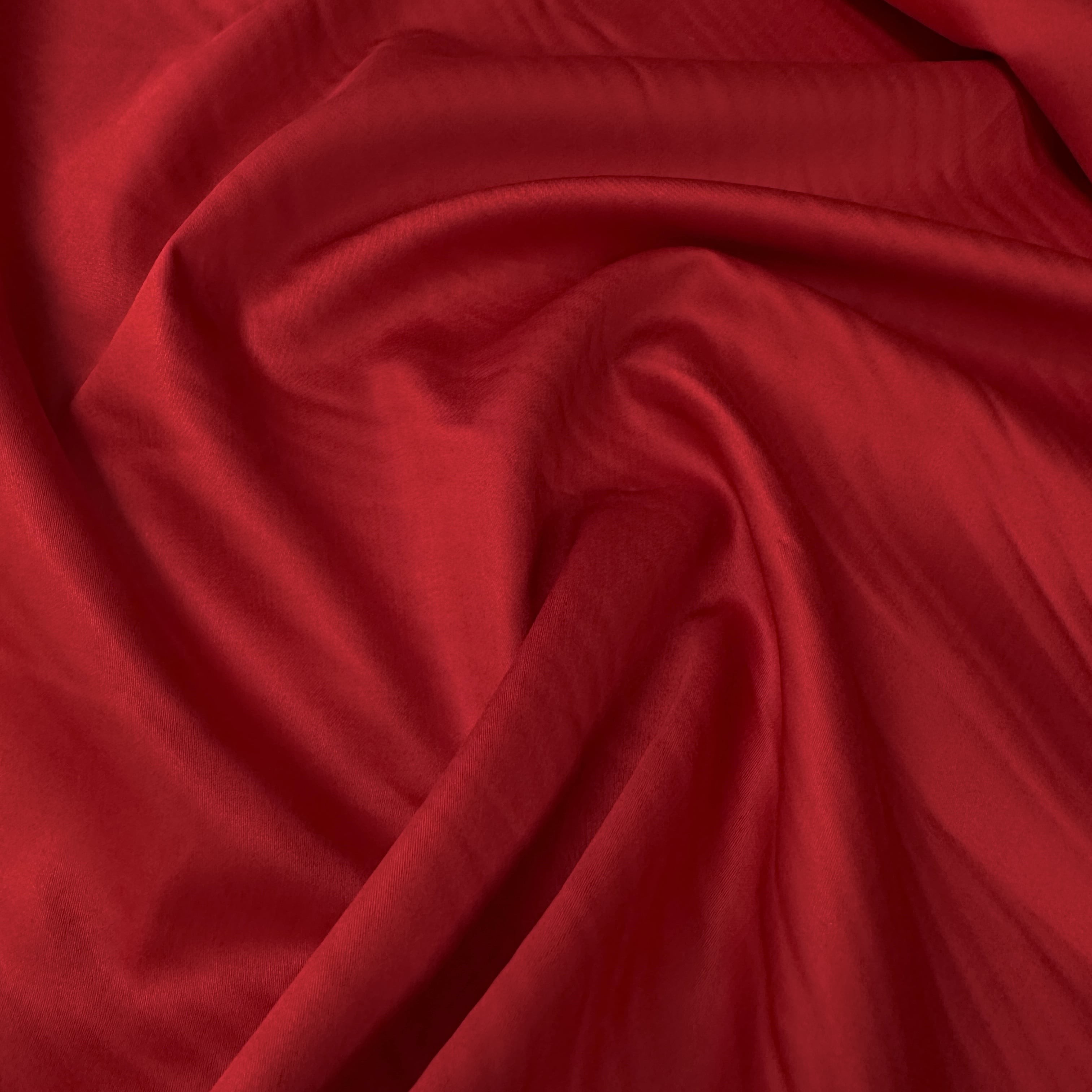 Kırmızı Elbiselik Pamuk Saten Kumaş
