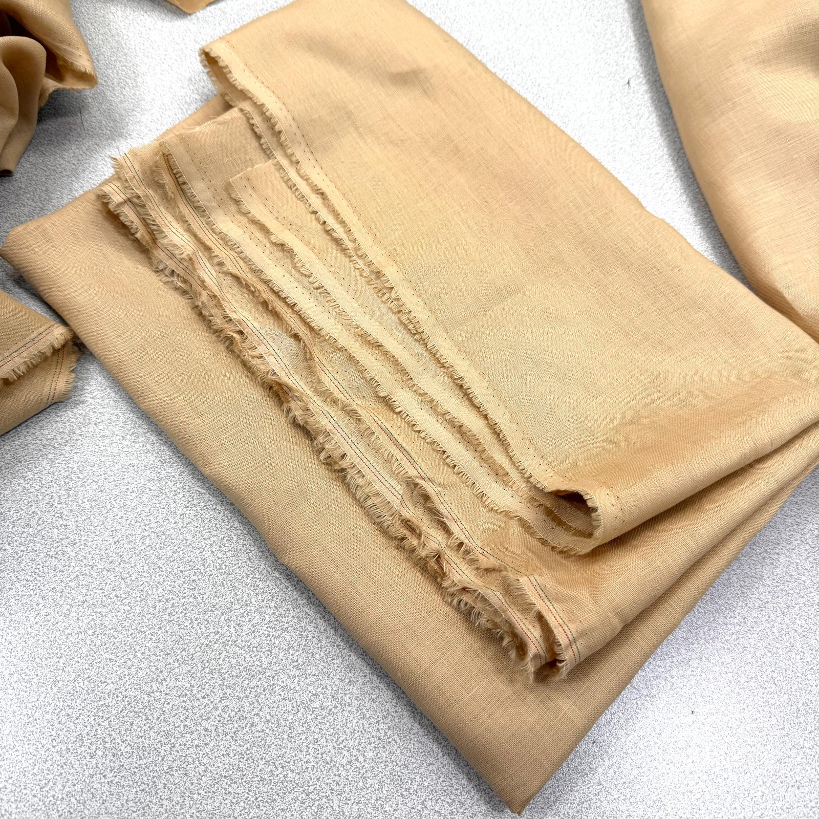 Defolu Açık Bej 130*150 cm Parça Ham Keten Kumaş