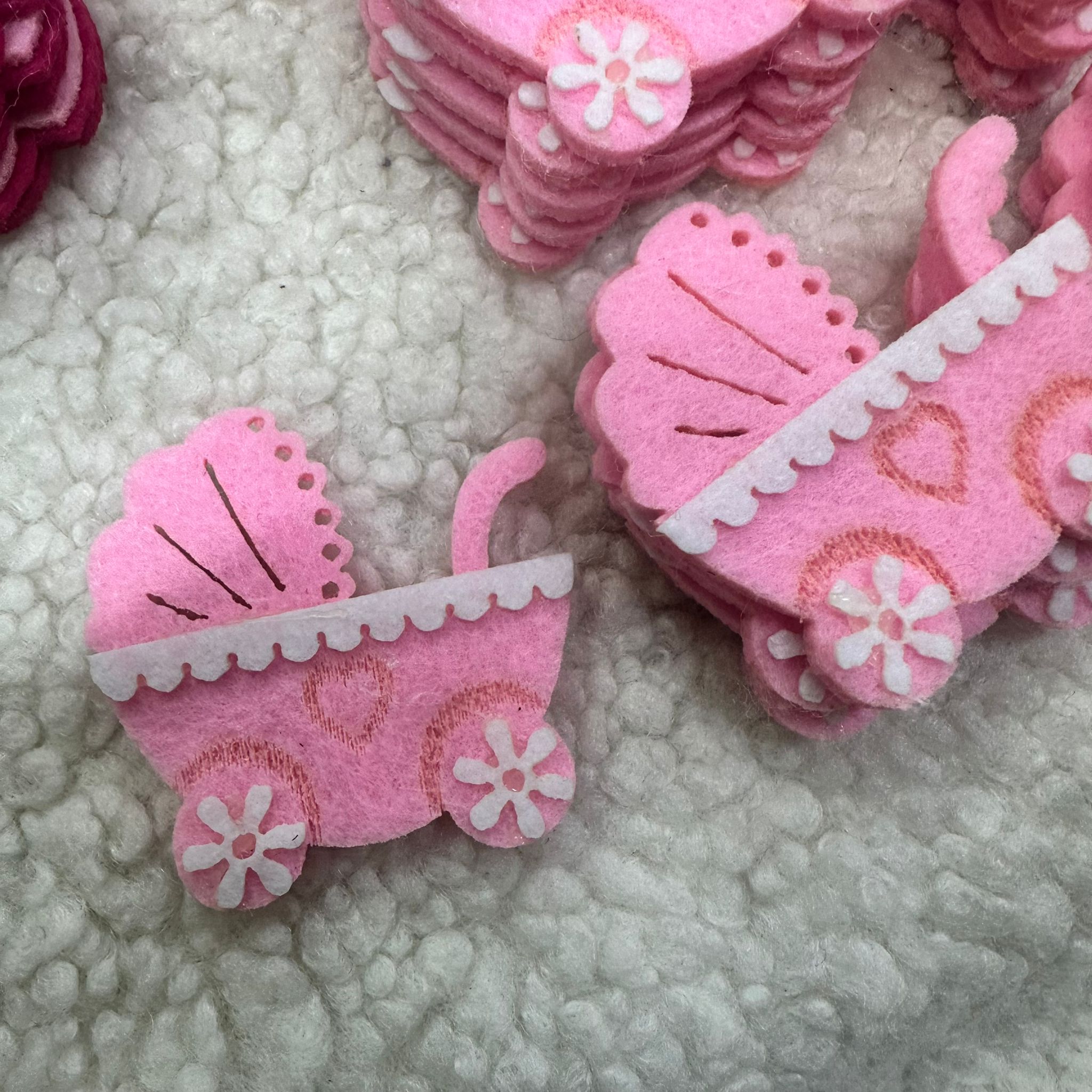 Pembe Bebek Arabası Keçe 50'li Set