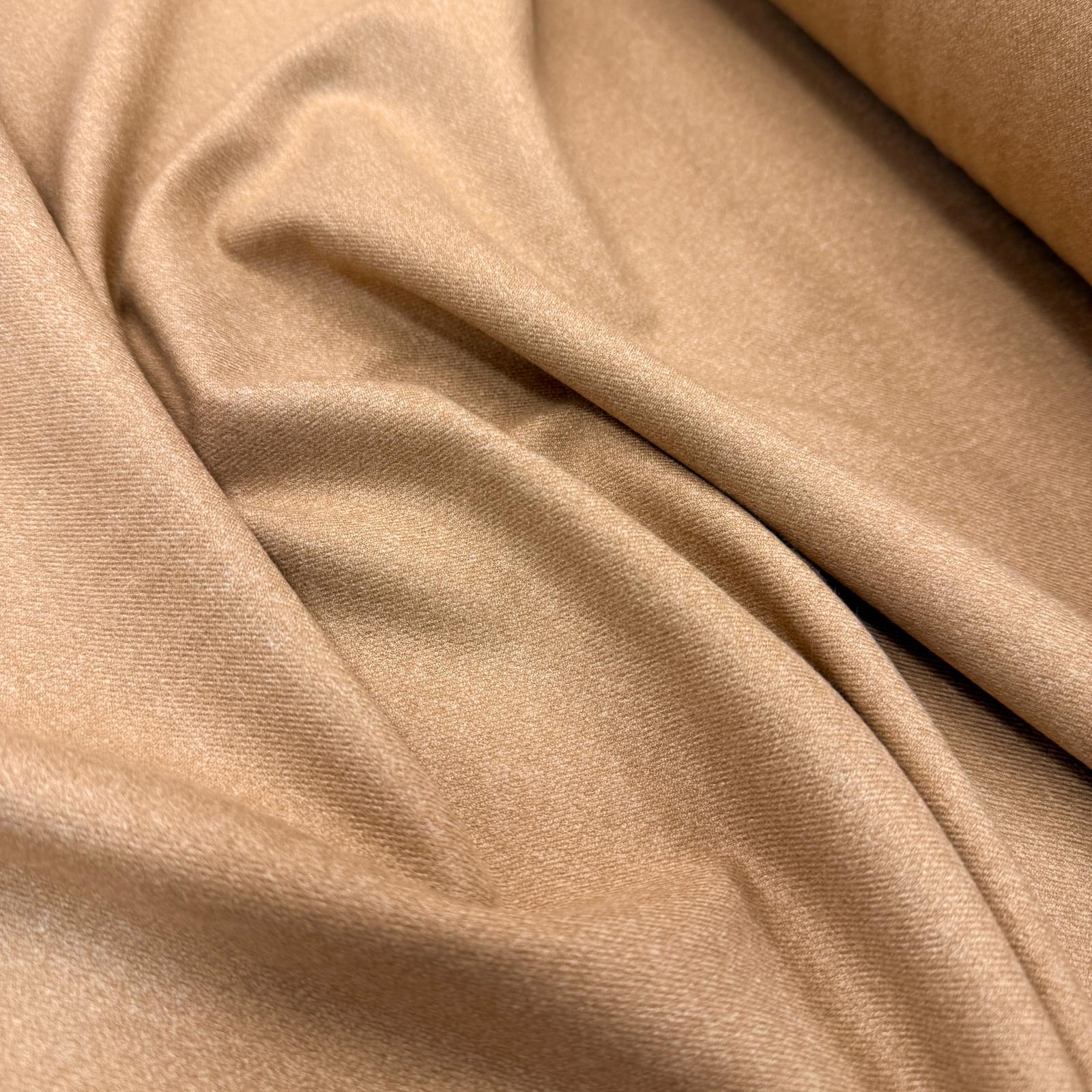 İpliği Boyalı Kırçıllı Bej Likralı Yumoş Gabardin Kumaş