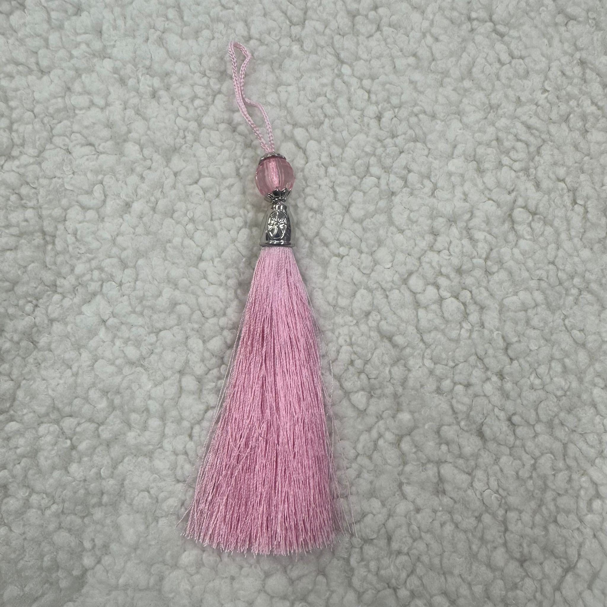 Pembe Gümüş Taşlı Püskül