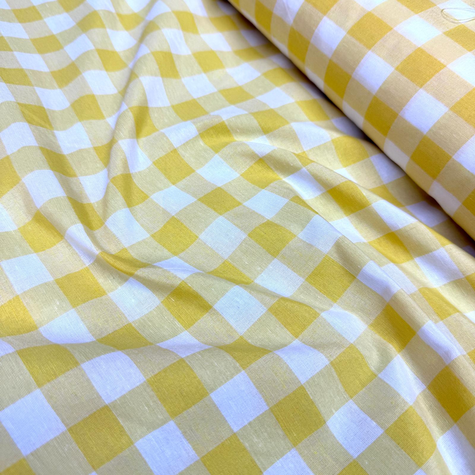 Ekose Zefir Kumaş - Sarı