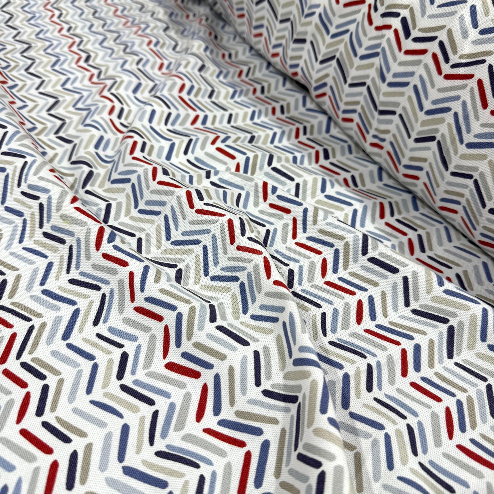 Renkli Balıksırtı Premium Pamuk Keten Kumaş