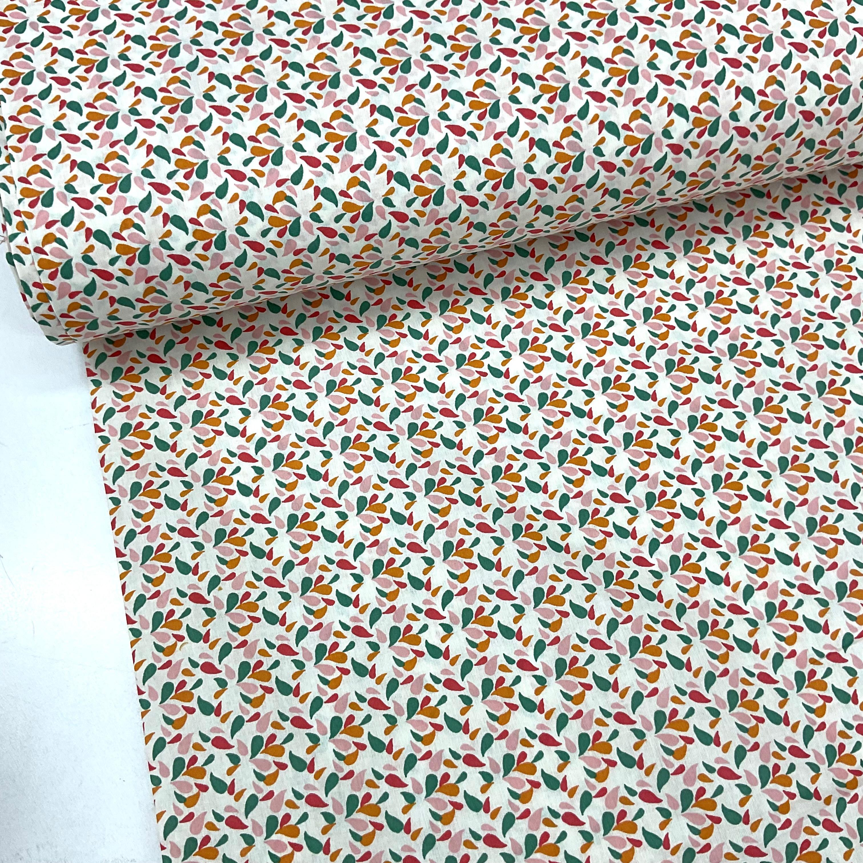 Defolu Yeşil Yaprak Premium Poplin Kumaş