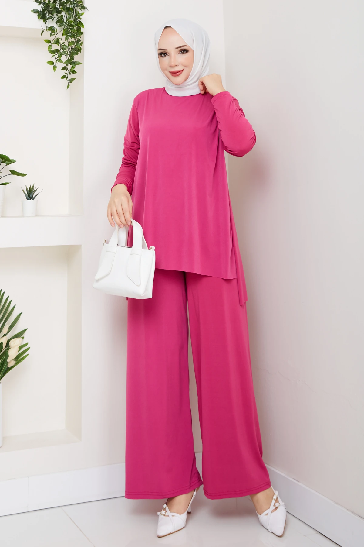 Kadın Düz Takım - Fuşya