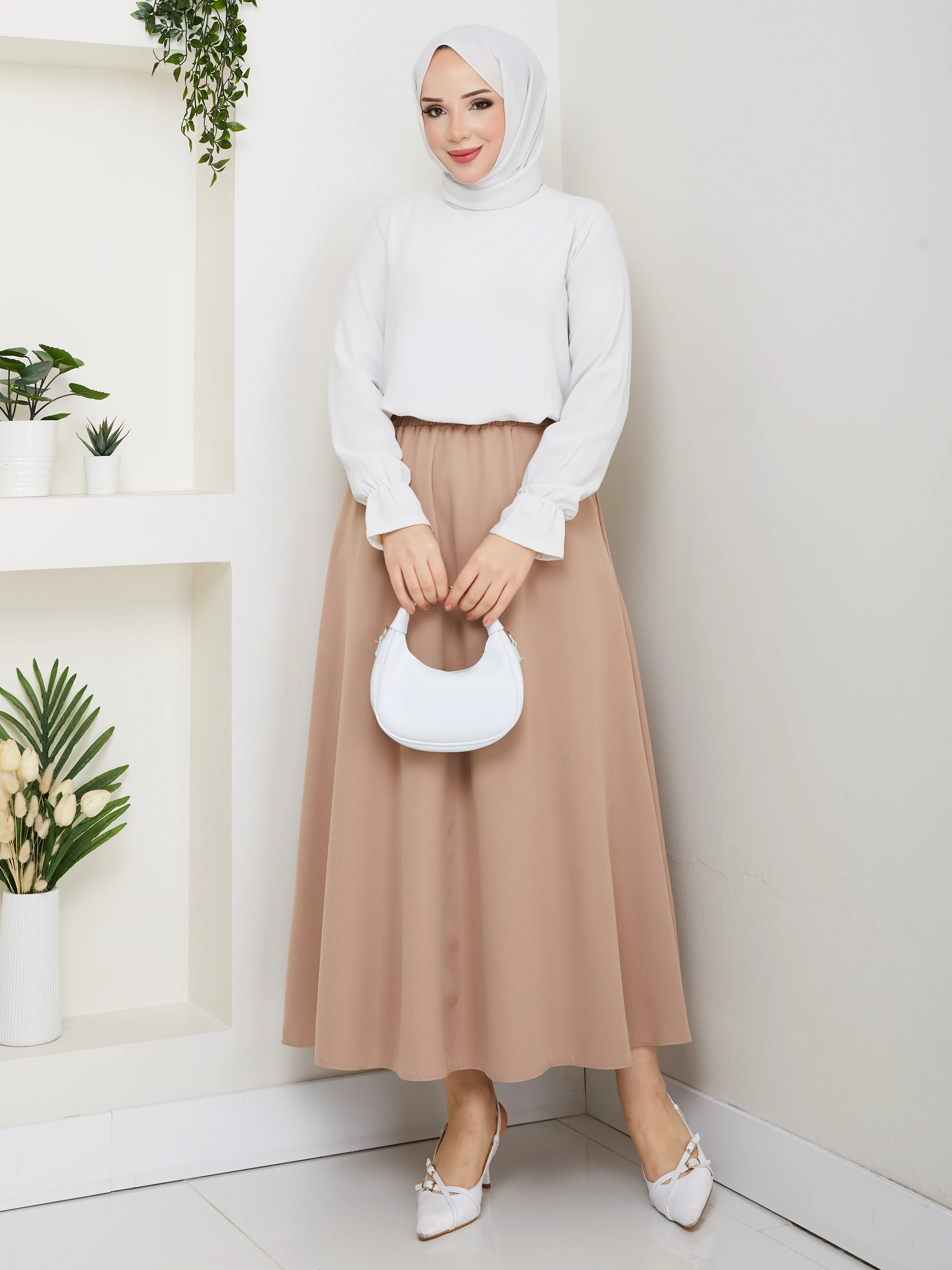 Basic Cepli Rahat Kesim Maxi Etek - Vizon