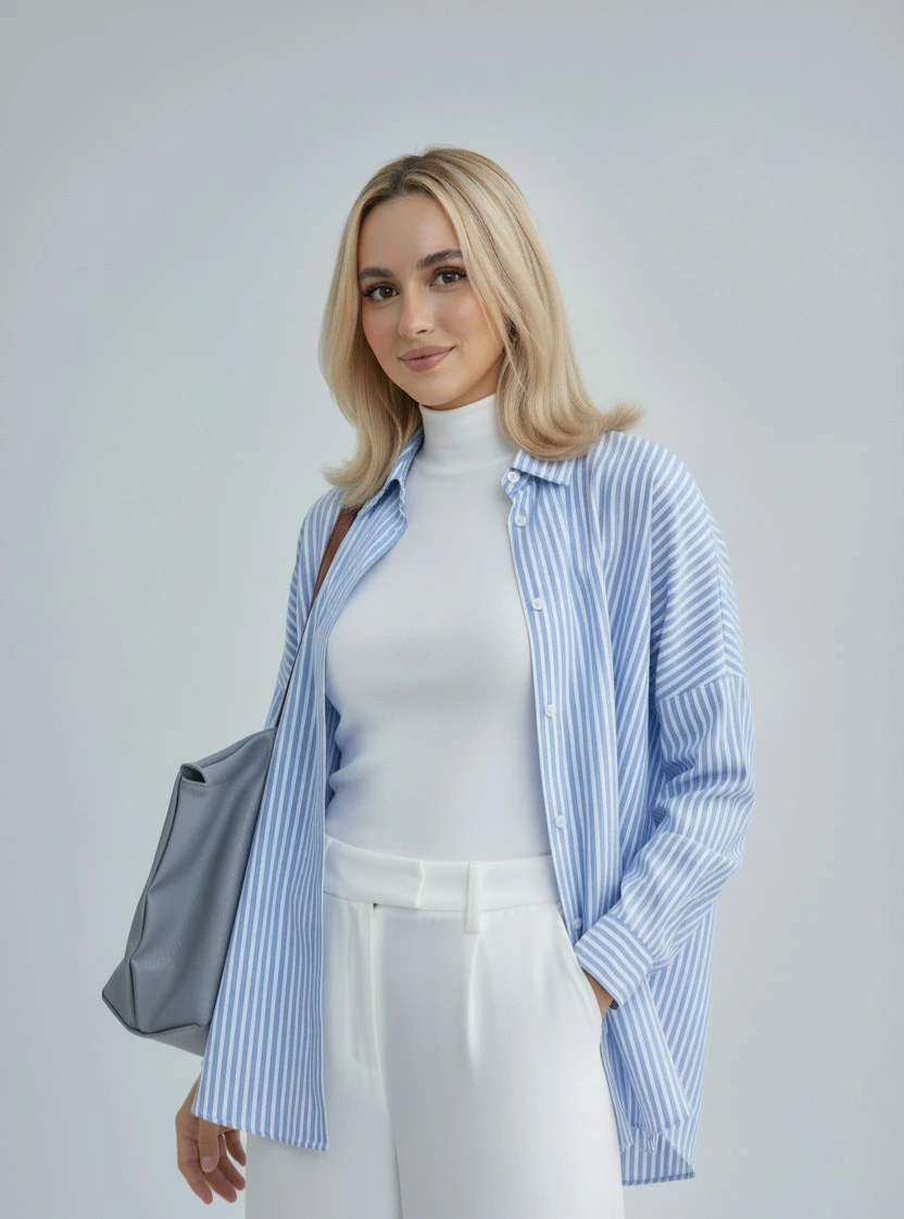 Kadın Oversize Uzun Basic Gömlek