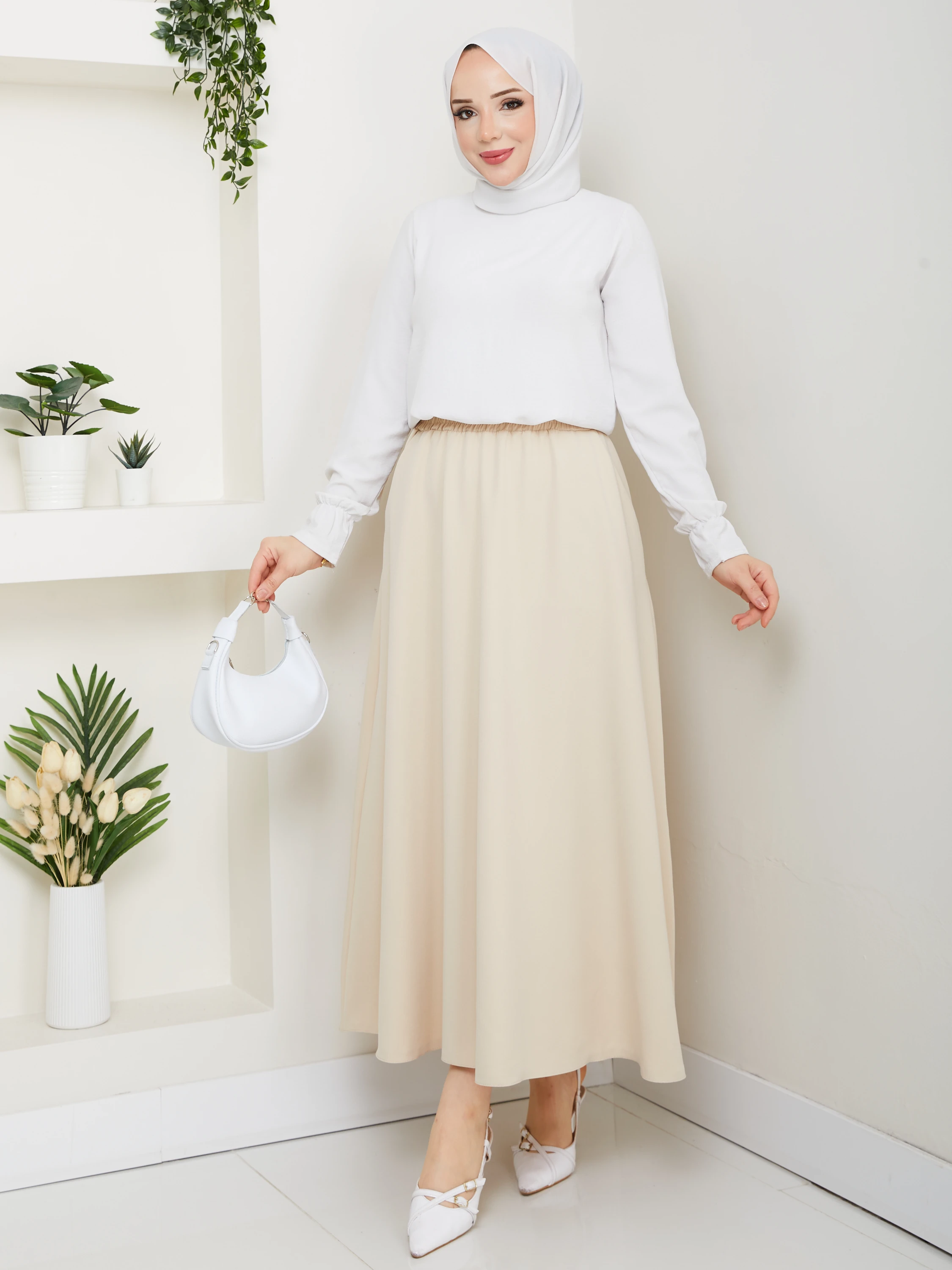 Basic Cepli Rahat Kesim Maxi Etek - Taş