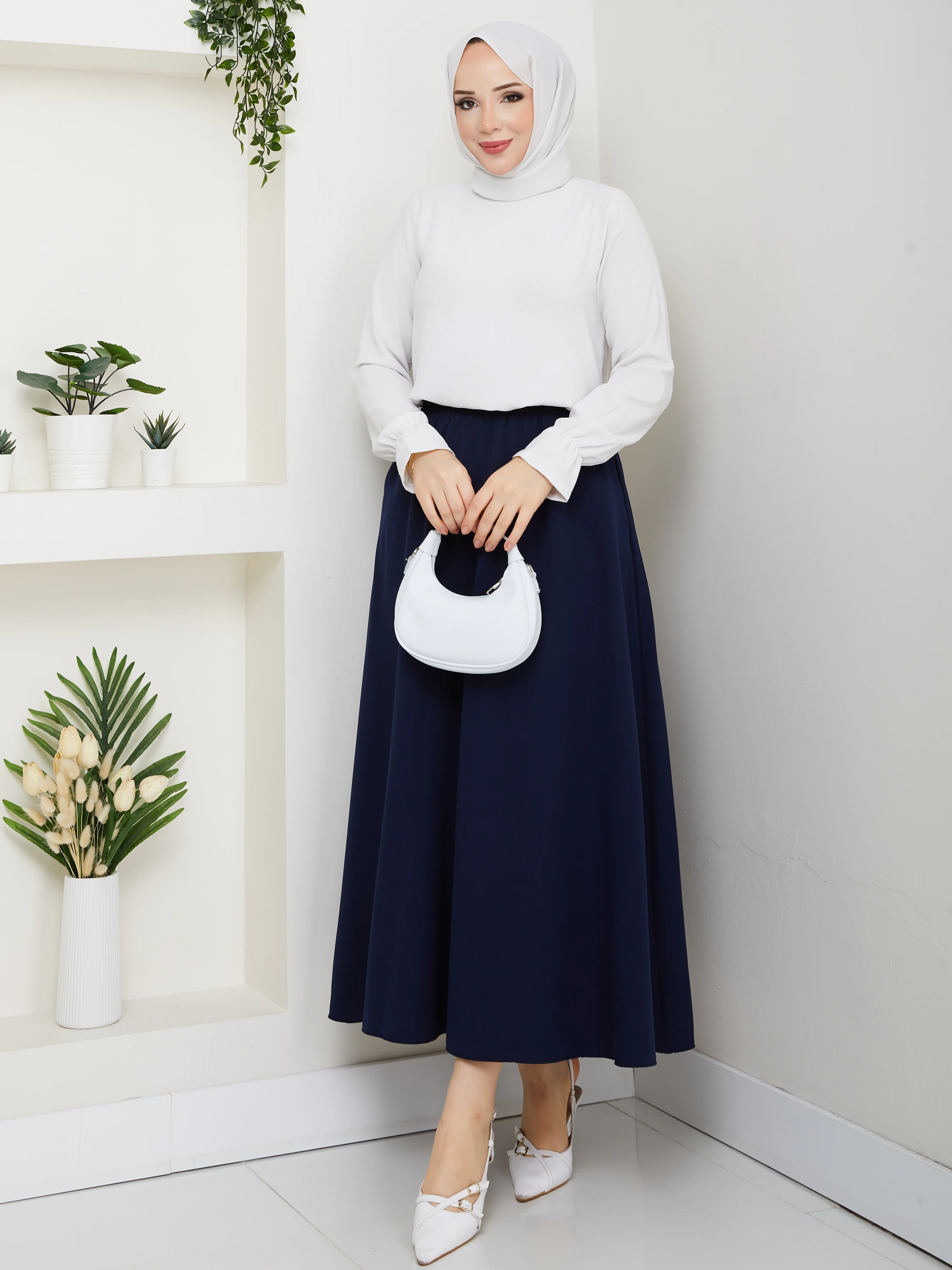 Basic Cepli Rahat Kesim Maxi Etek - Lacivert