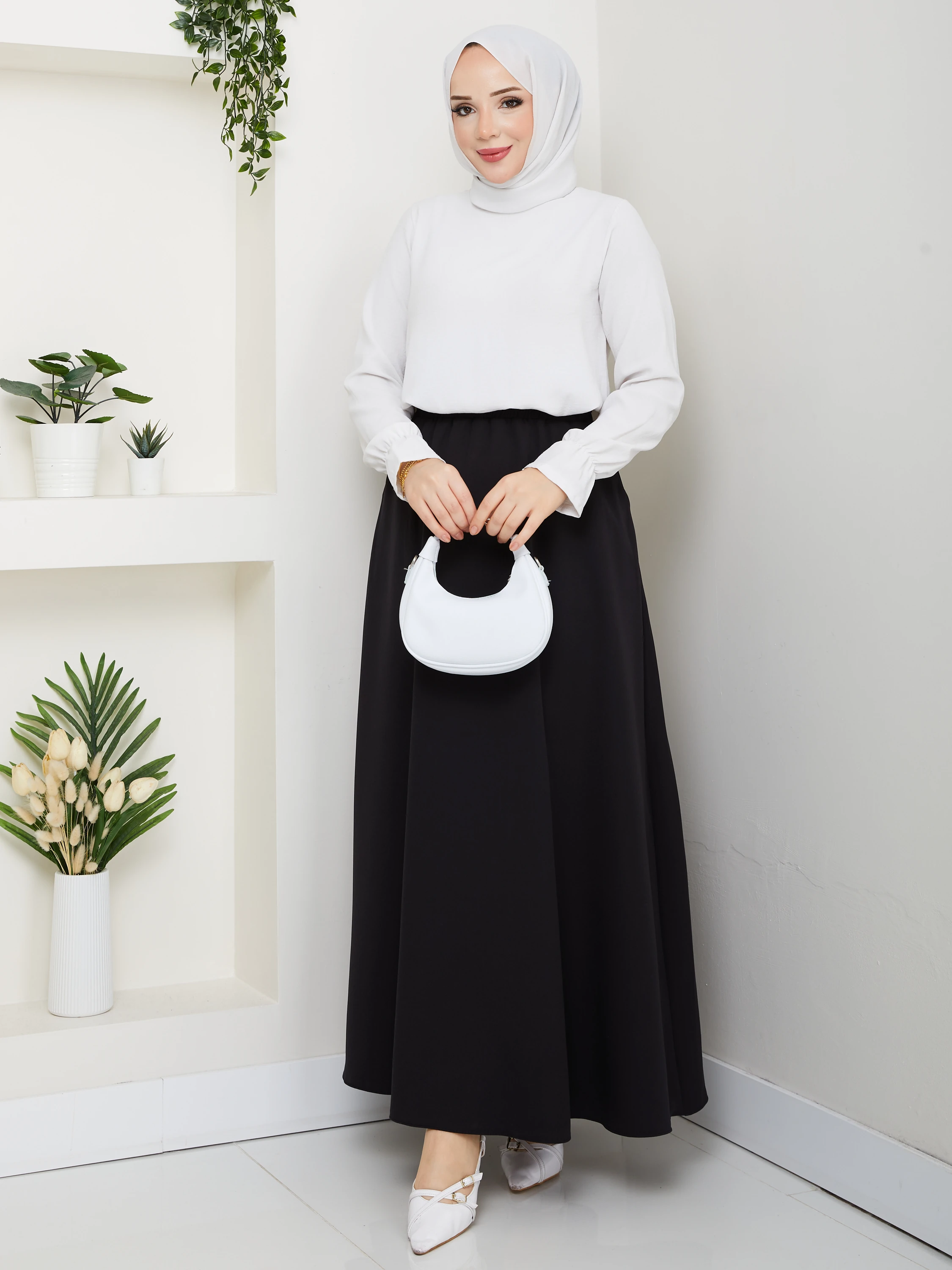 Basic Cepli Rahat Kesim Maxi Etek - Siyah