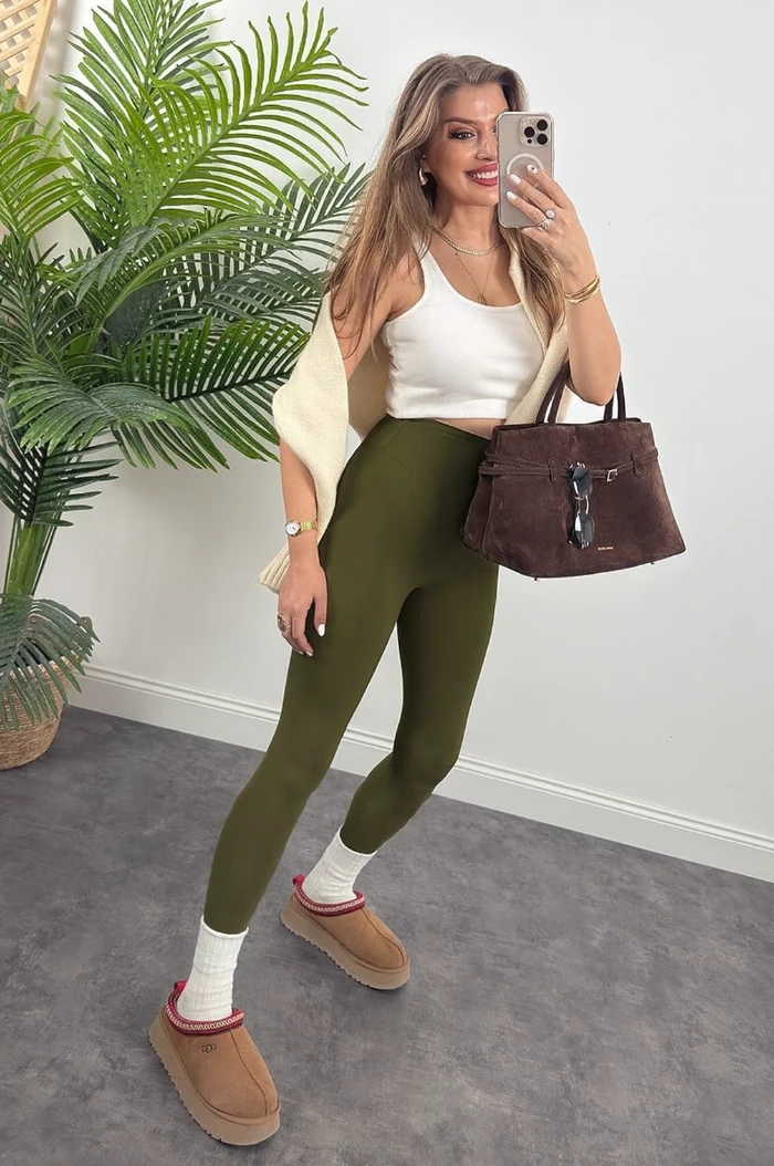 Premium Seri Modal Kumaş Lüks Basic Tayt - Yeşil