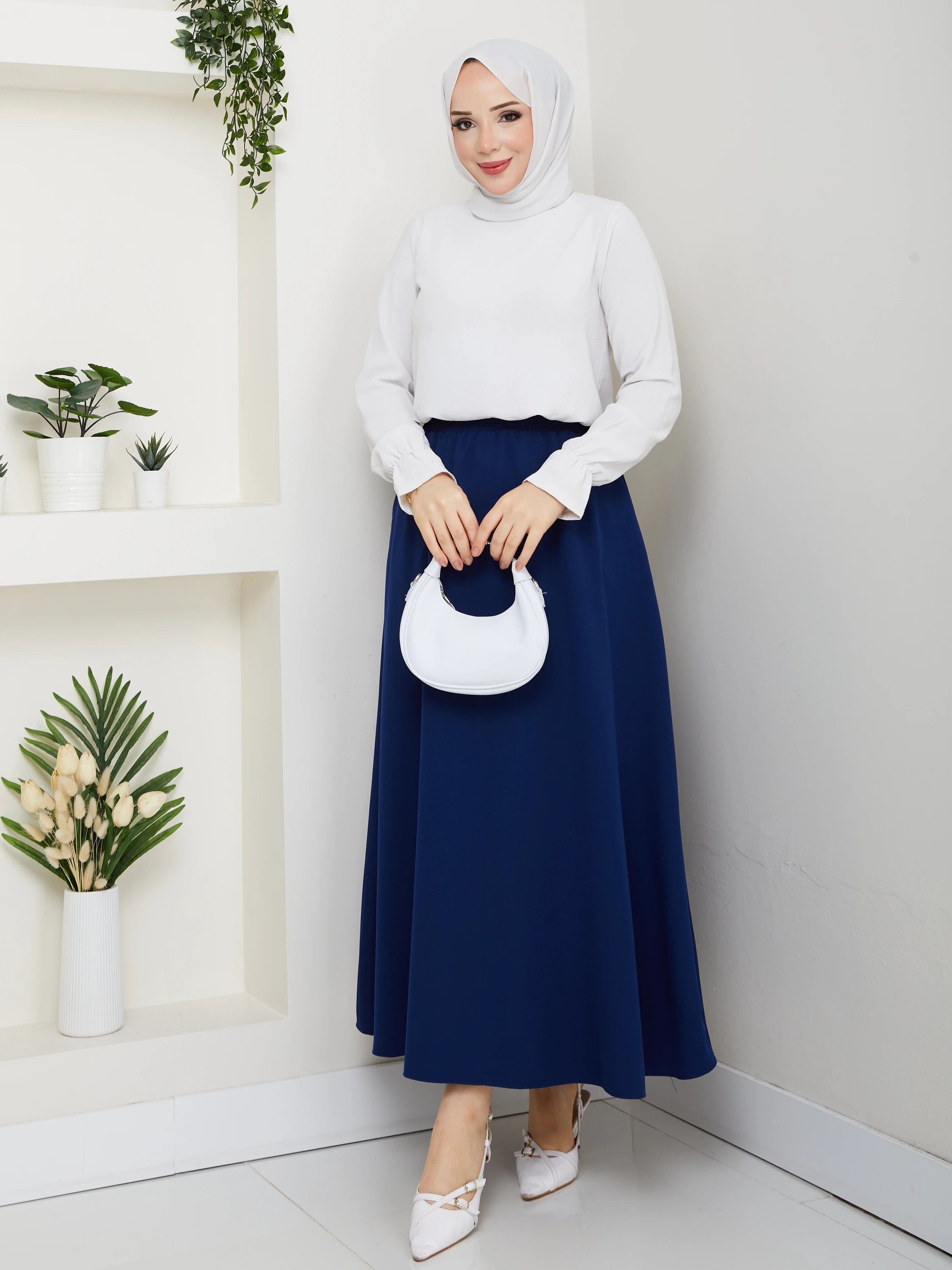 Basic Cepli Rahat Kesim Maxi Etek - Sax Mavisi