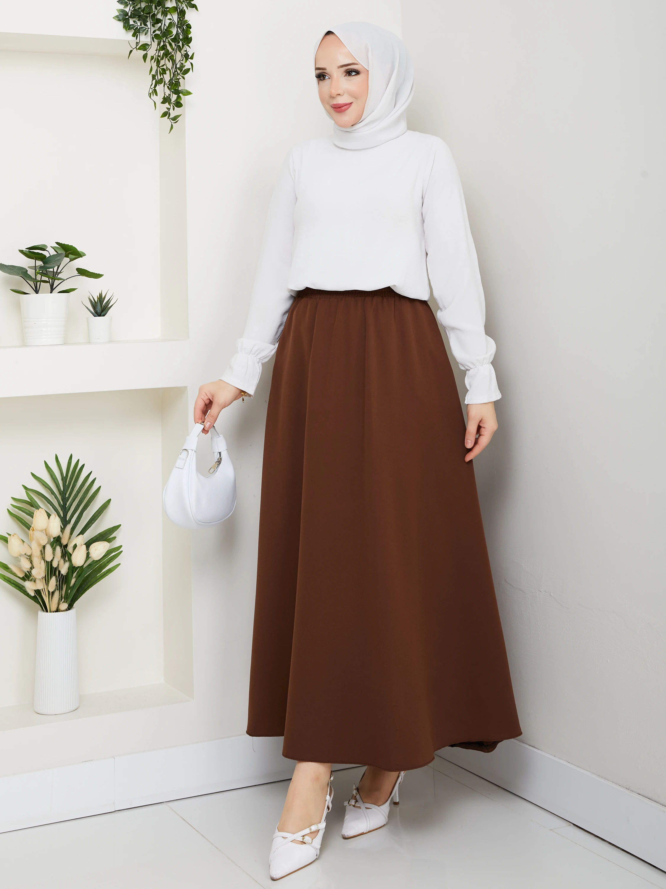 Basic Cepli Rahat Kesim Maxi Etek - Acı Kahve