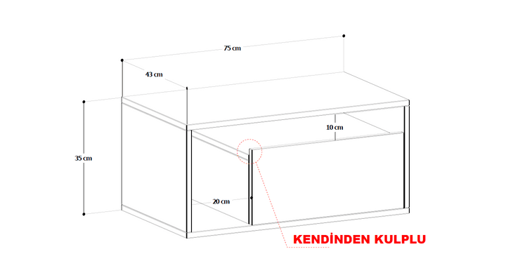 Plum Komodin - Çekmeceli - Raflı