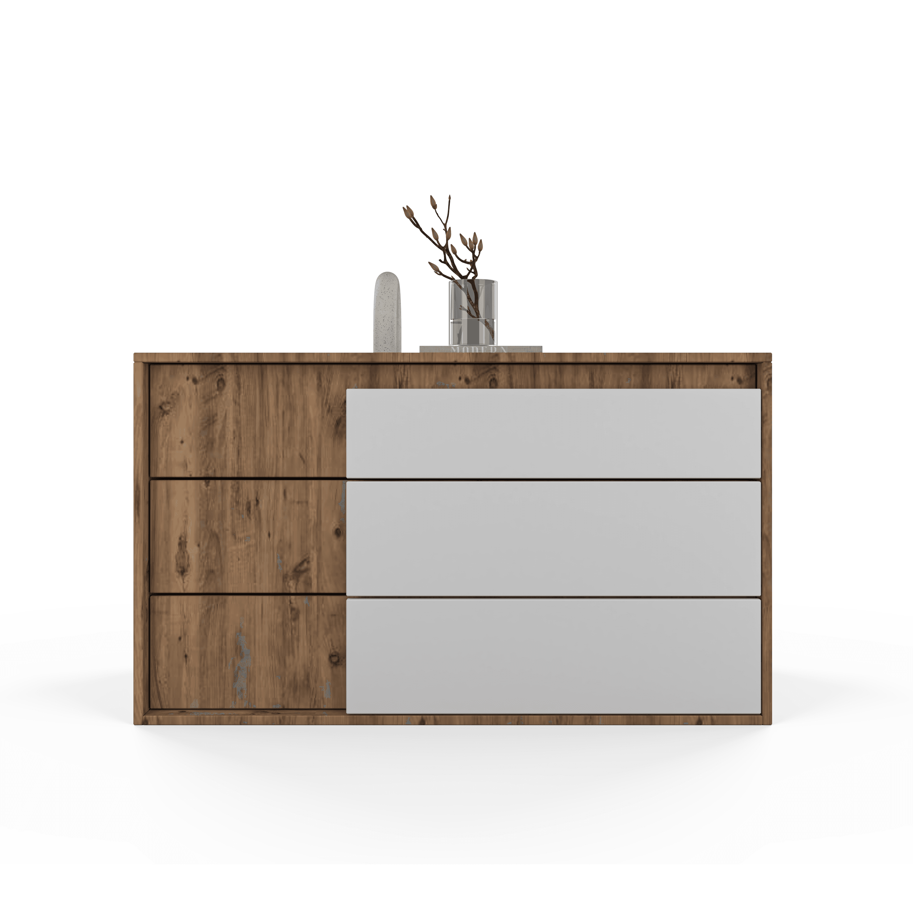Venge Dresser 3 Drawers  - Atlantic Pine Color - White