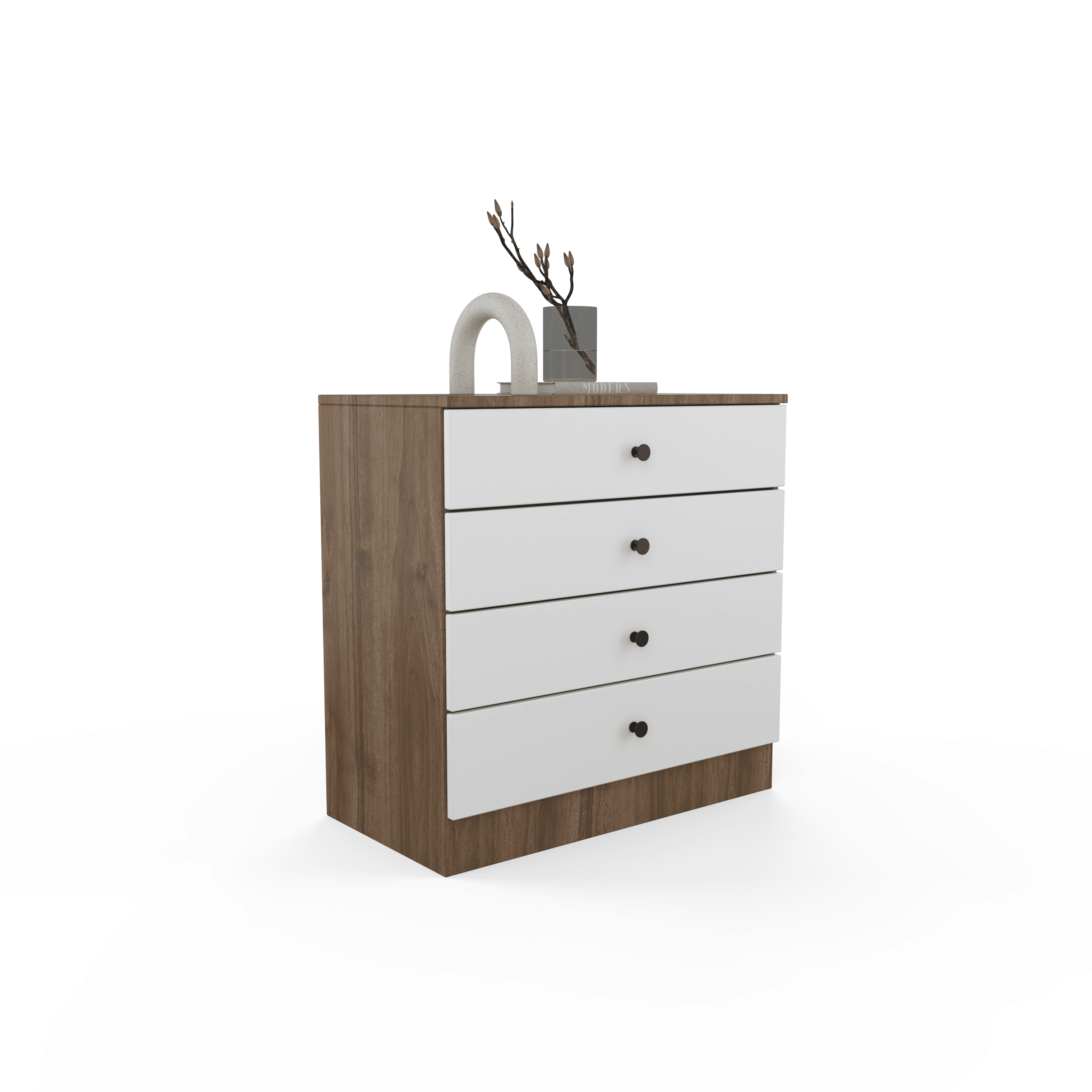 Berlin Dresser   - Walnut Color - White
