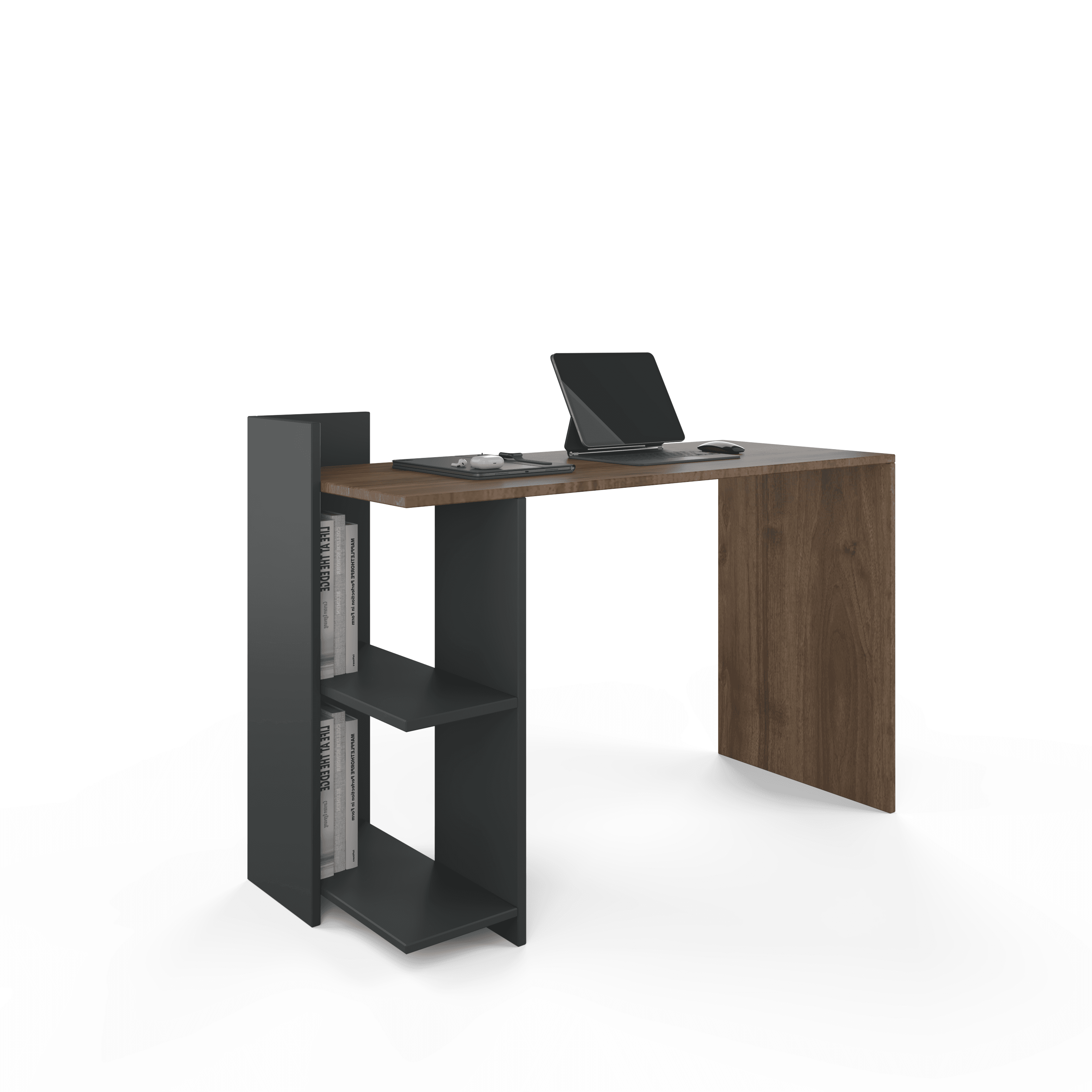 Malta Office Table - Anthracite - Walnut Color