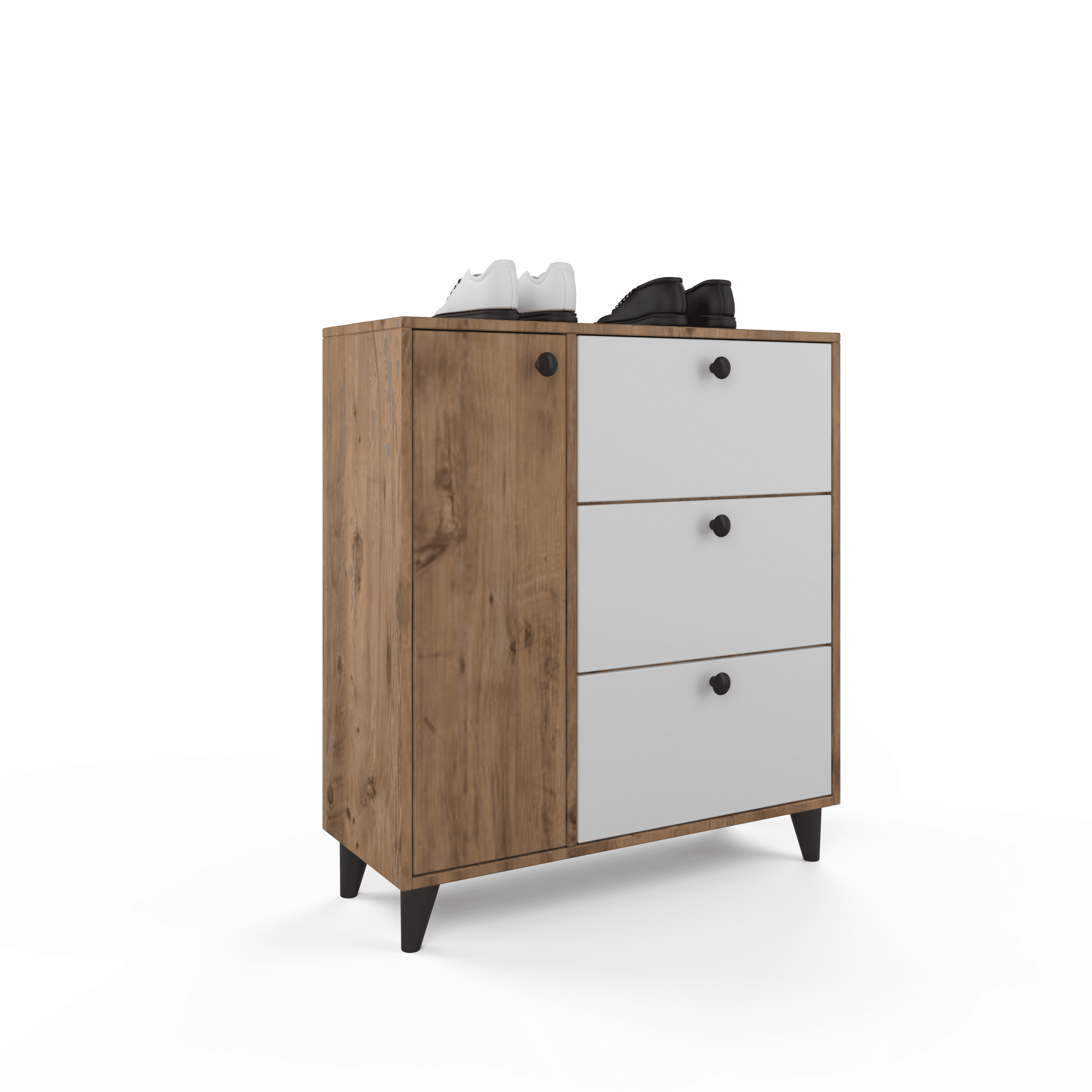 Liva Shoe Cabinet  - Atlantic Pine Color - White