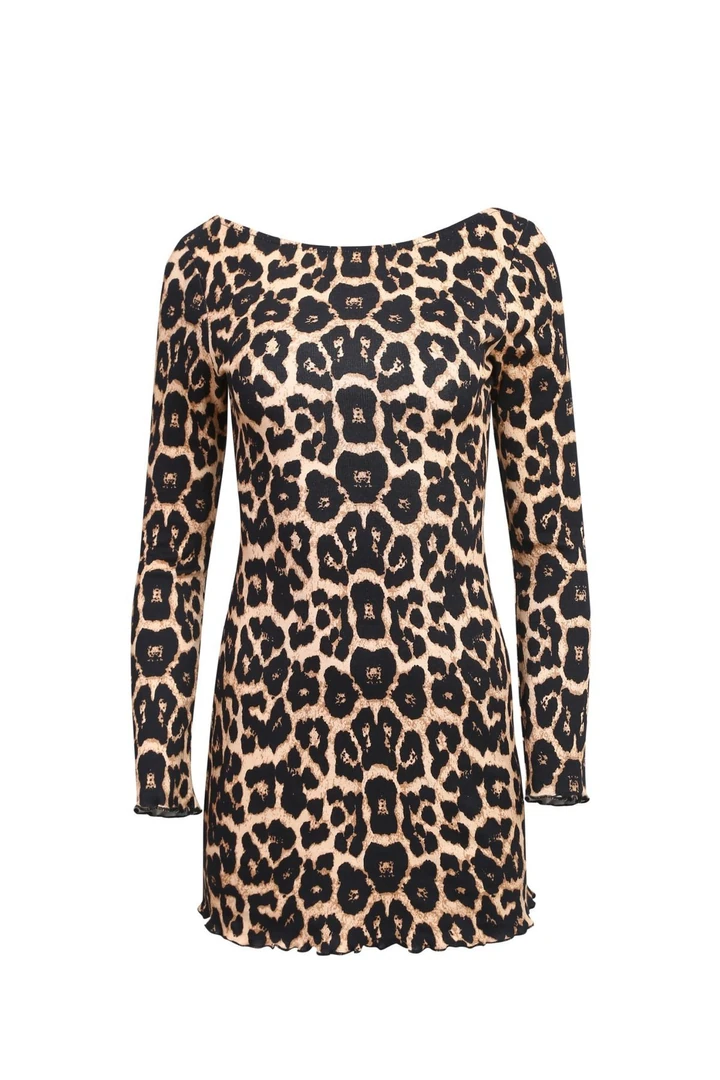Almeida Leopar Desenli Mini Elbise - Leopar