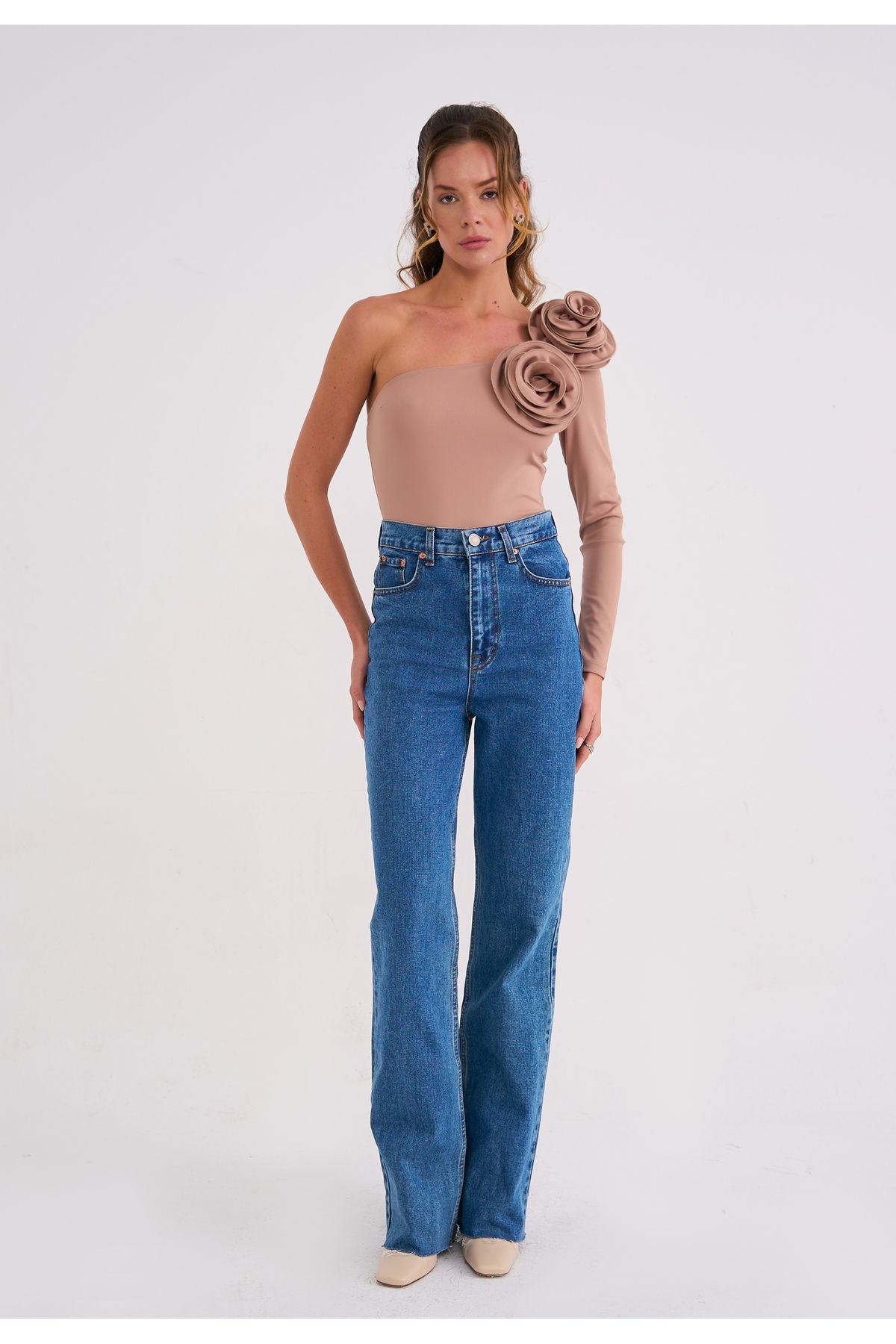 Elba Gül Detaylı Bodysuit - Taş Rengi